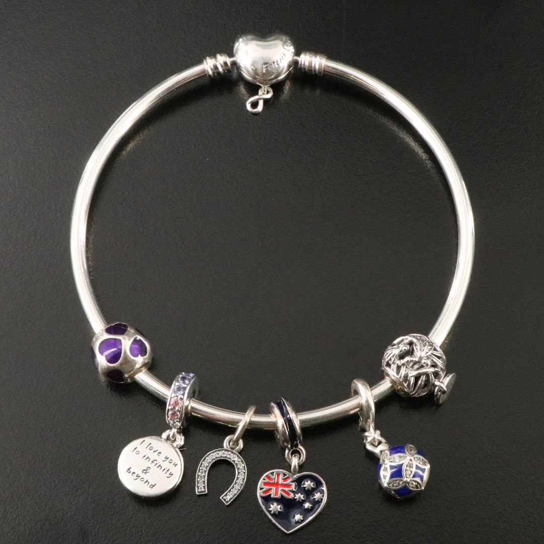 Pandora Sterling Charm Bracelet Including CZ and Enamel