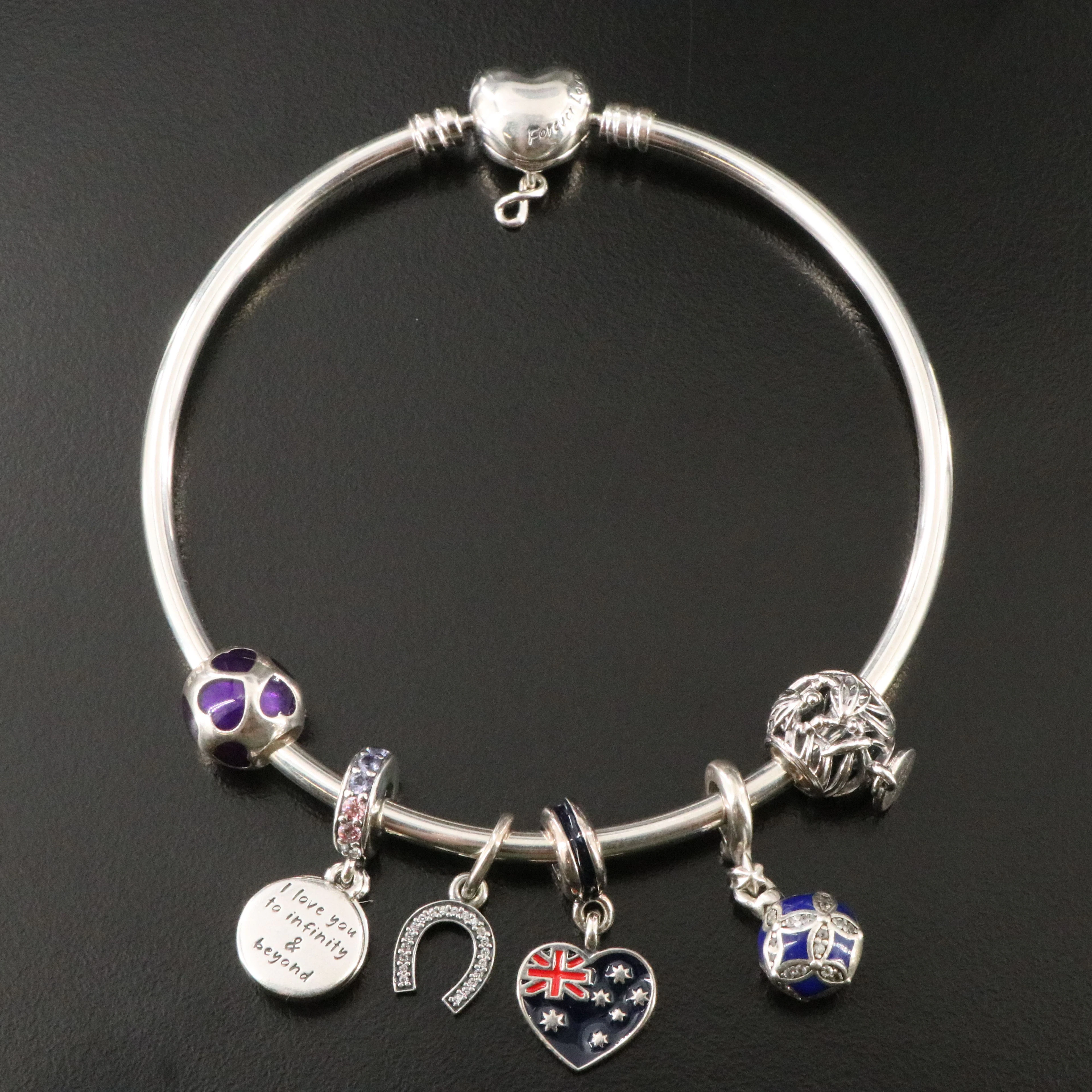Pandora Sterling Charm Bracelet Including CZ and Enamel