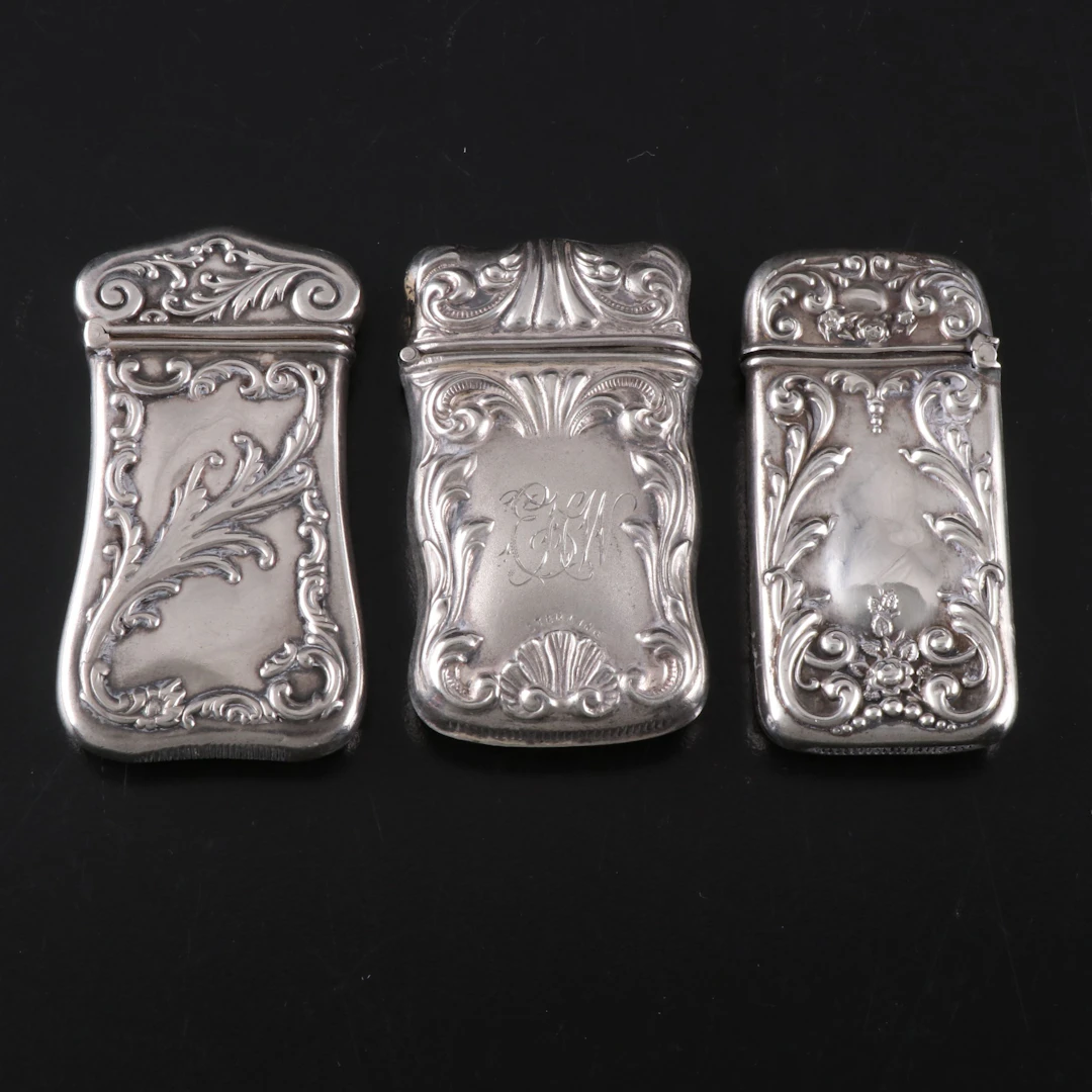 Sterling Silver Repoussé Vestas, Vintage