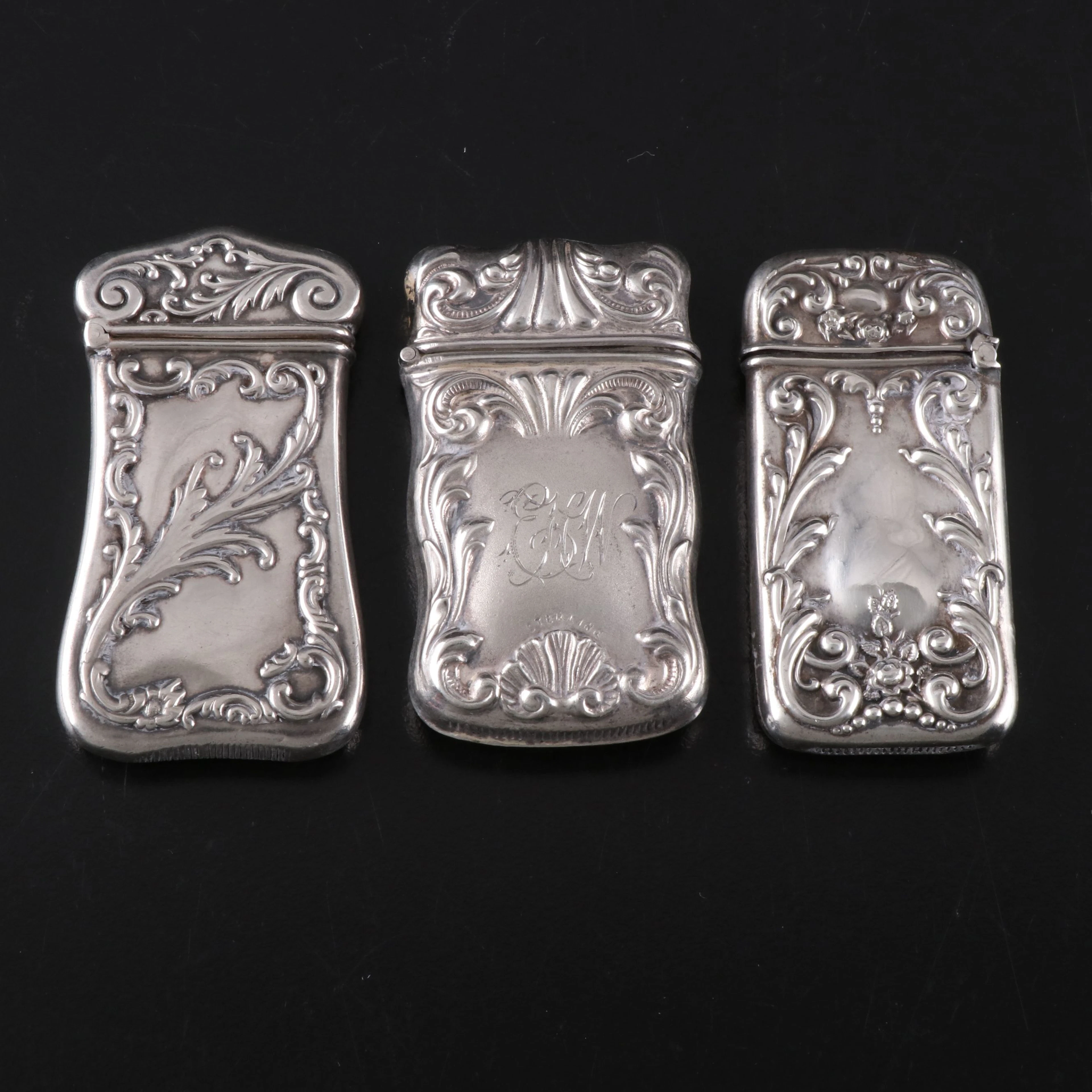 Sterling Silver Repoussé Vestas, Vintage