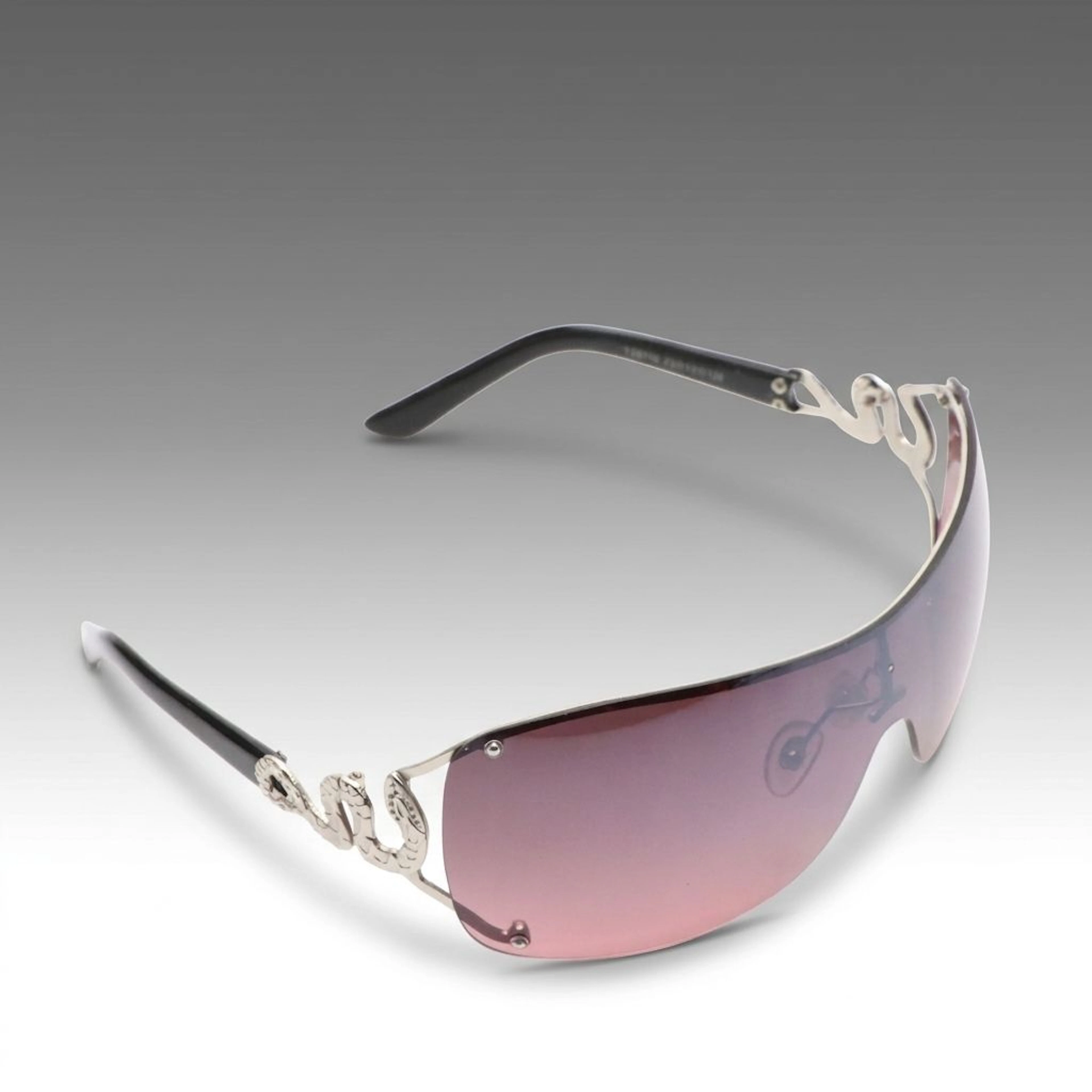 Roberto Cavalli TZ8710 Silver Snake Accented Shield Sunglasses