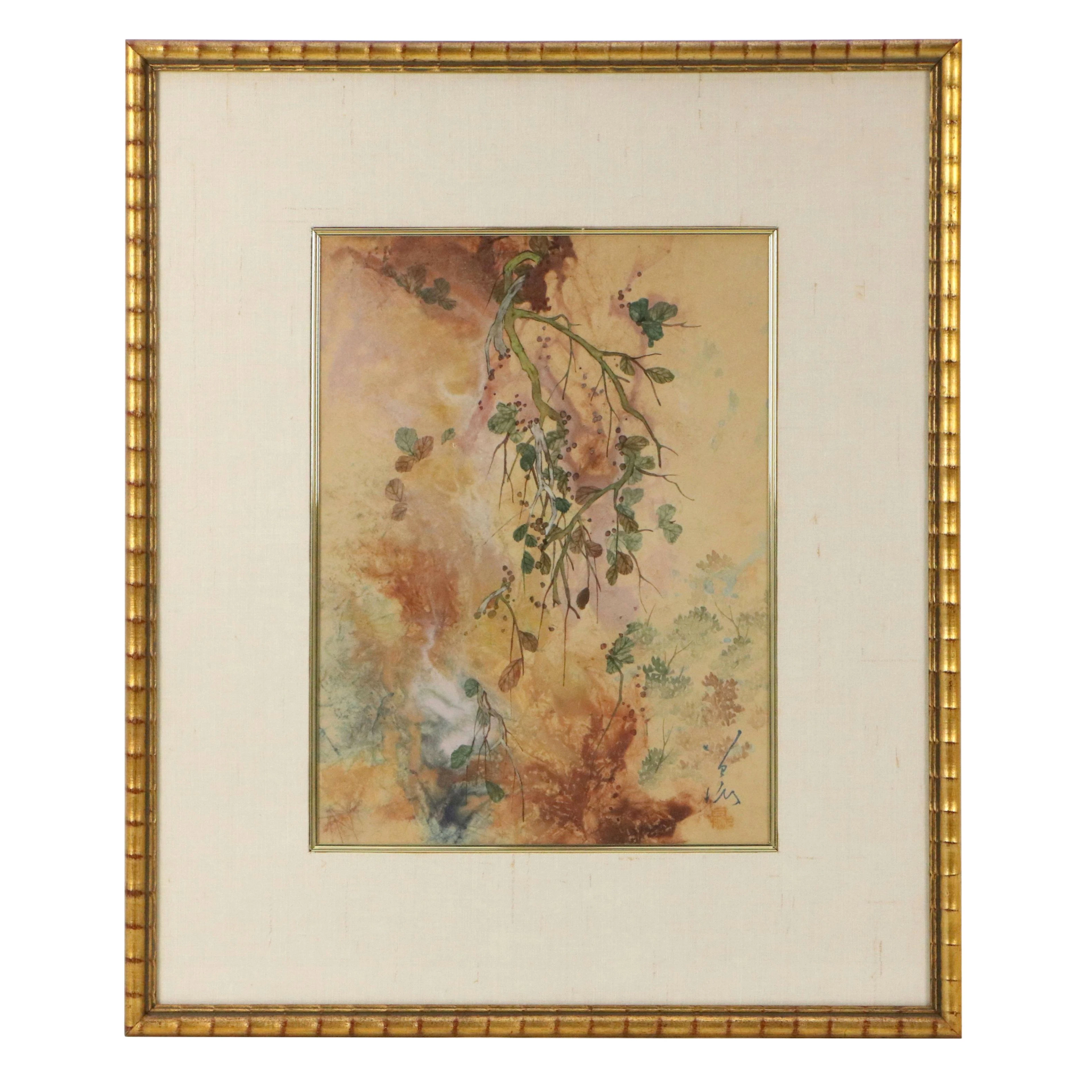 Tseng-Ying Pang Abstract Watercolor Painting of Vines