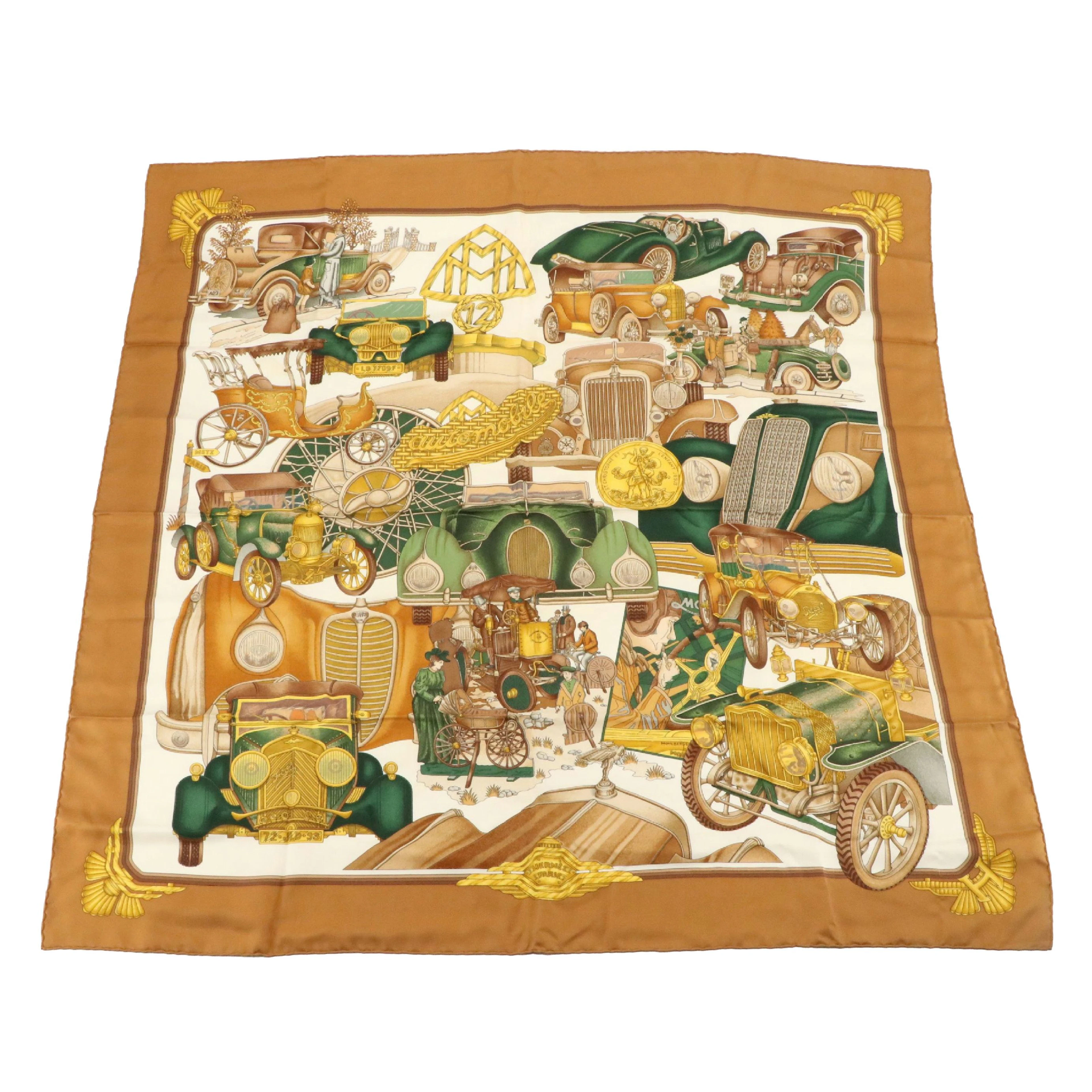 Hermès "Automobile" Scarf 90 in Silk Twill