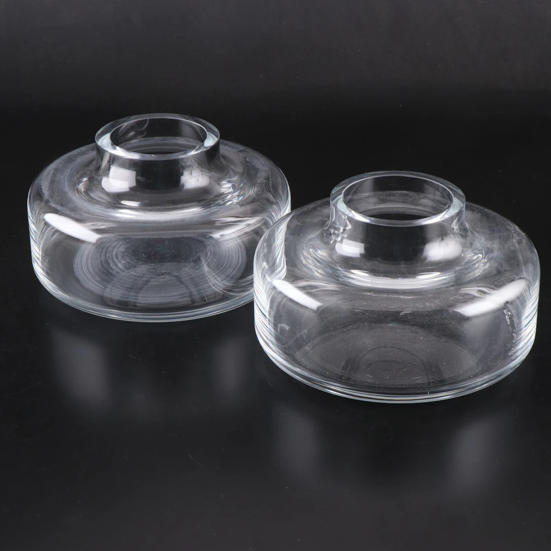 Pair of Wide Glass Flower Vases