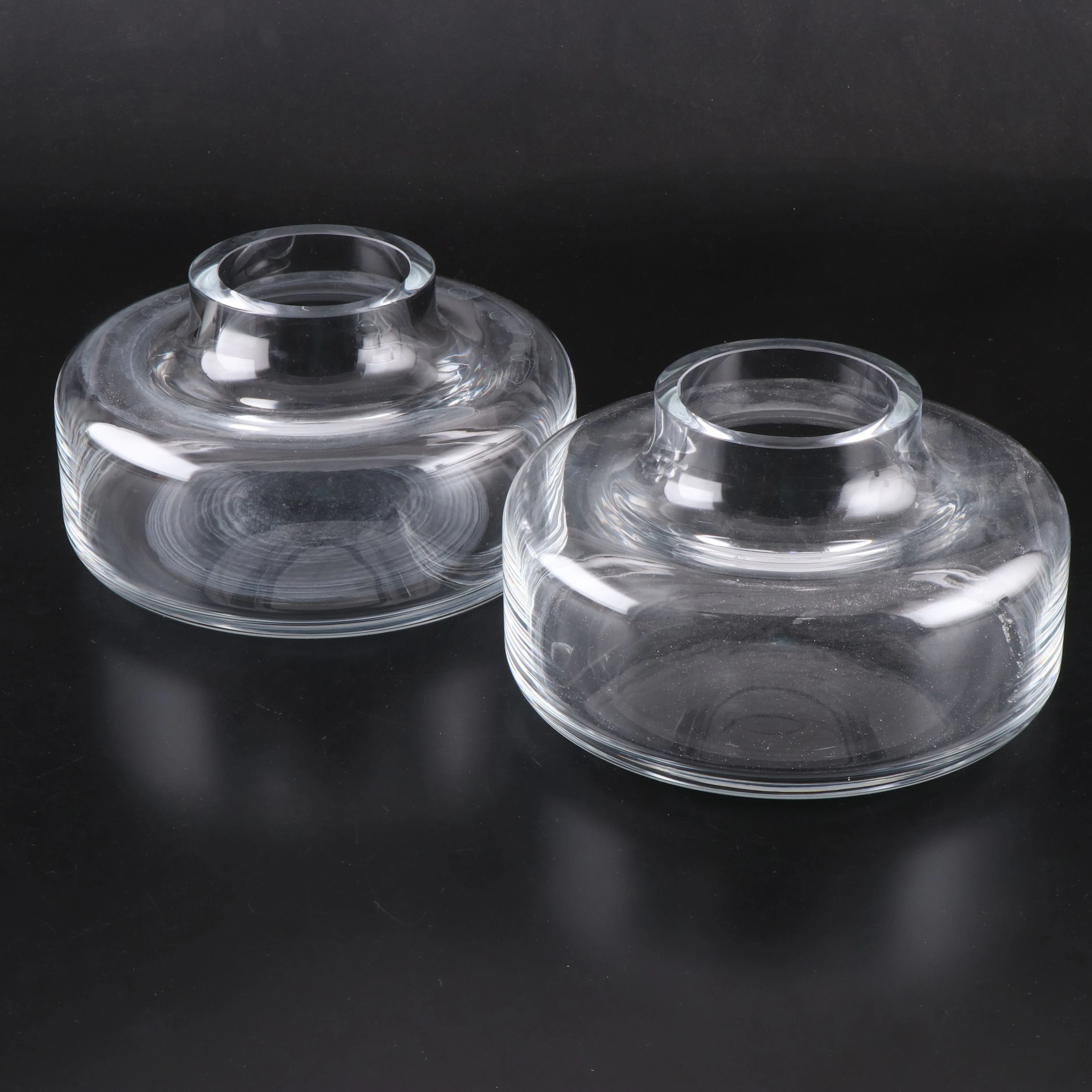 Pair of Wide Glass Flower Vases