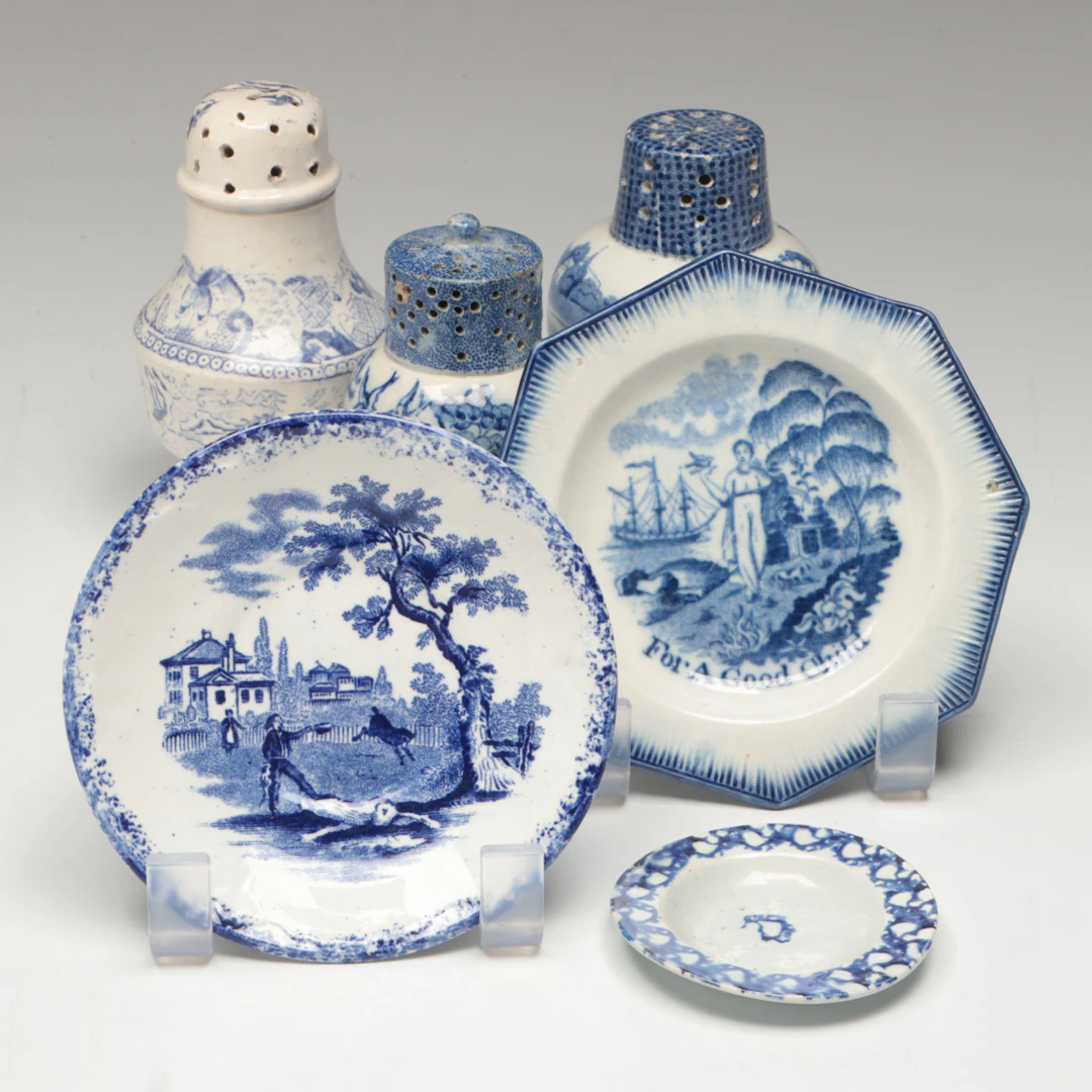 English Ridgways Pictorial Saucer and Other Victorian Pepper Pots, More Décor