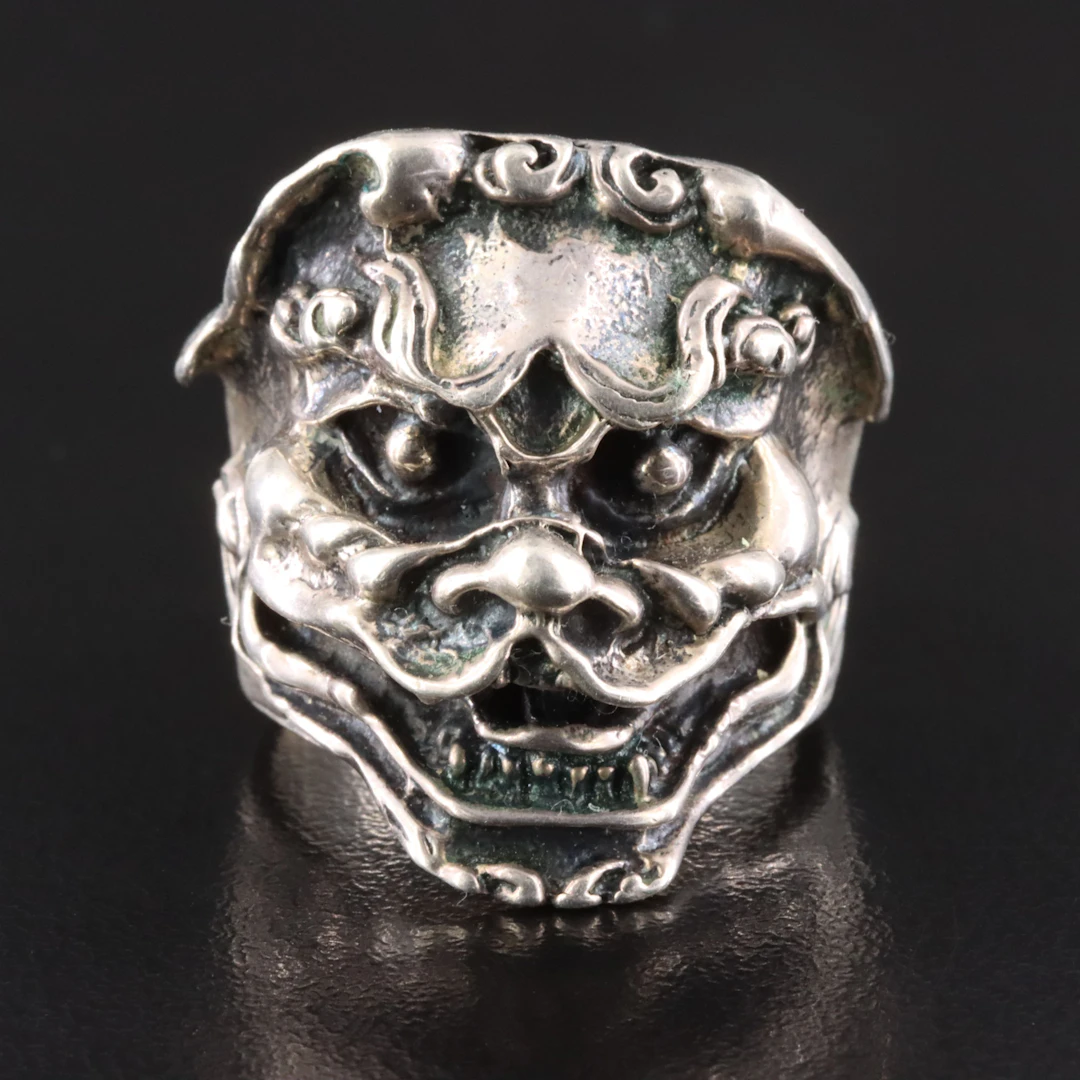 Sterling Eastern Guardian Lion Ring