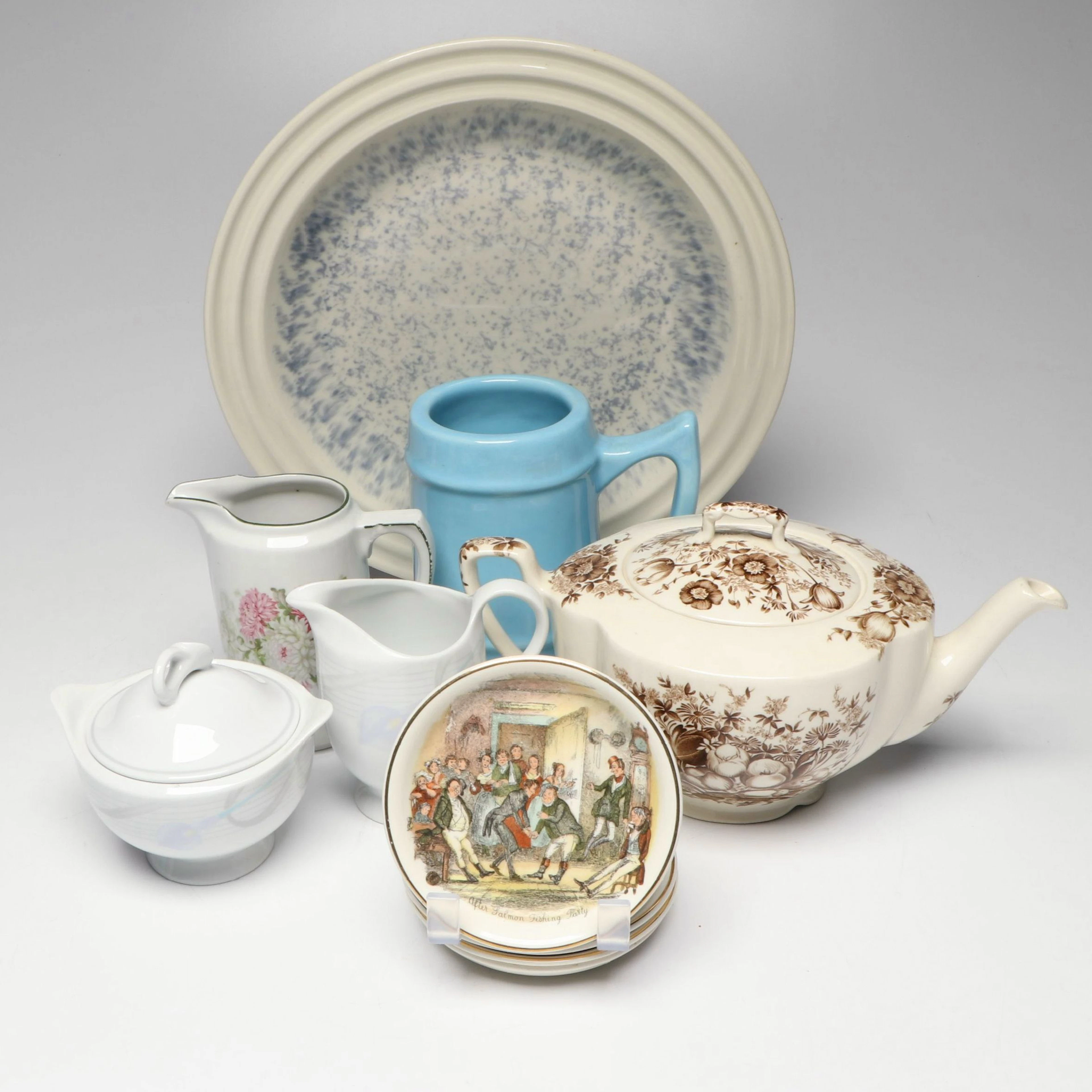 Johnson Brothers "Dover Brown" Ceramic Teapot with More Tableware