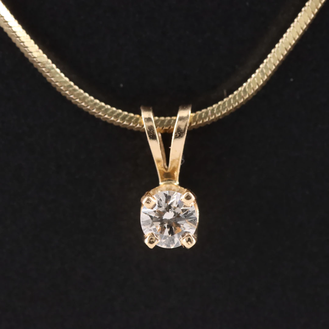 14K 0.14 CT Light Brown Diamond Pendant on a Sterling Chain
