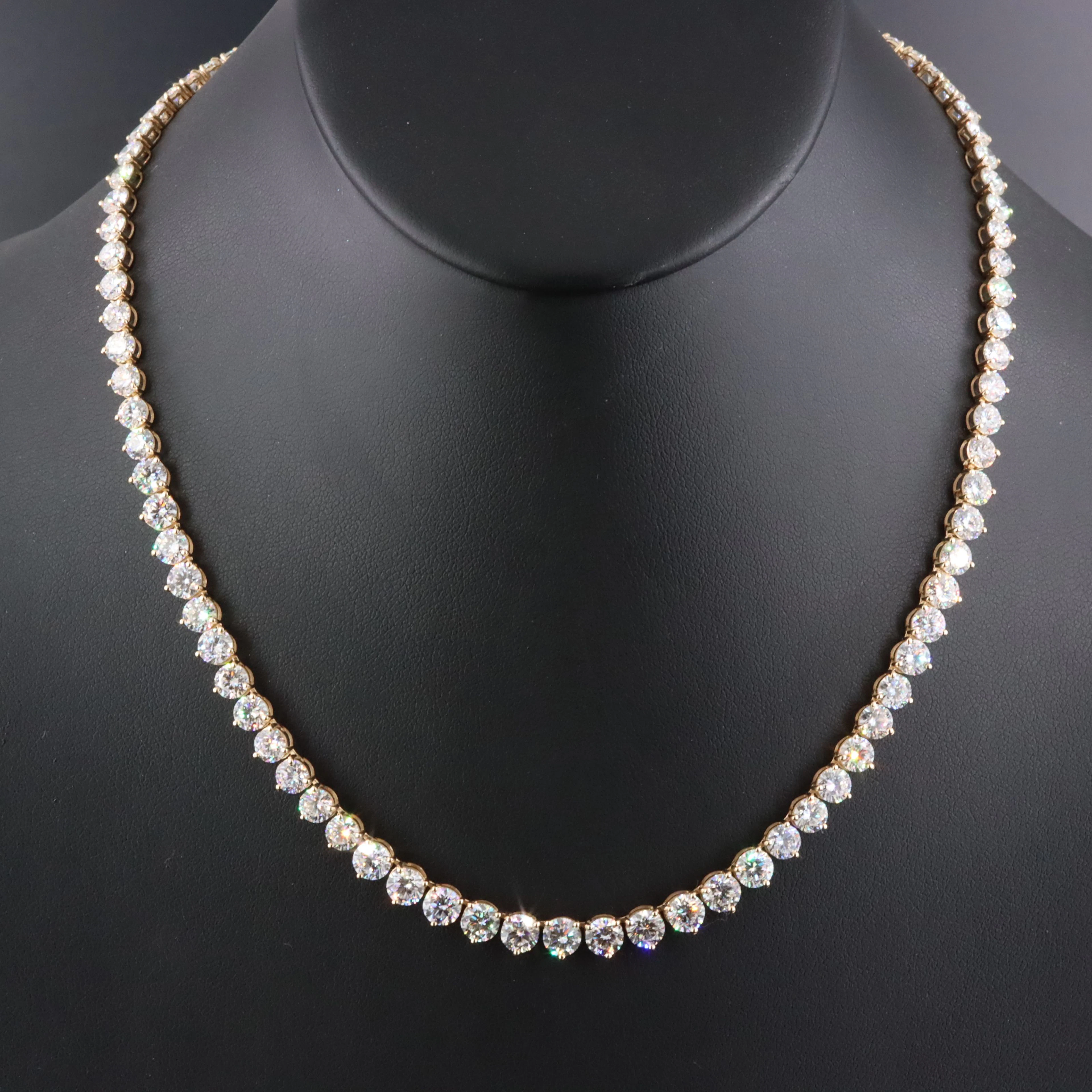 14K 30.55 CTW Lab Grown Graduated Diamond Riviere Necklace