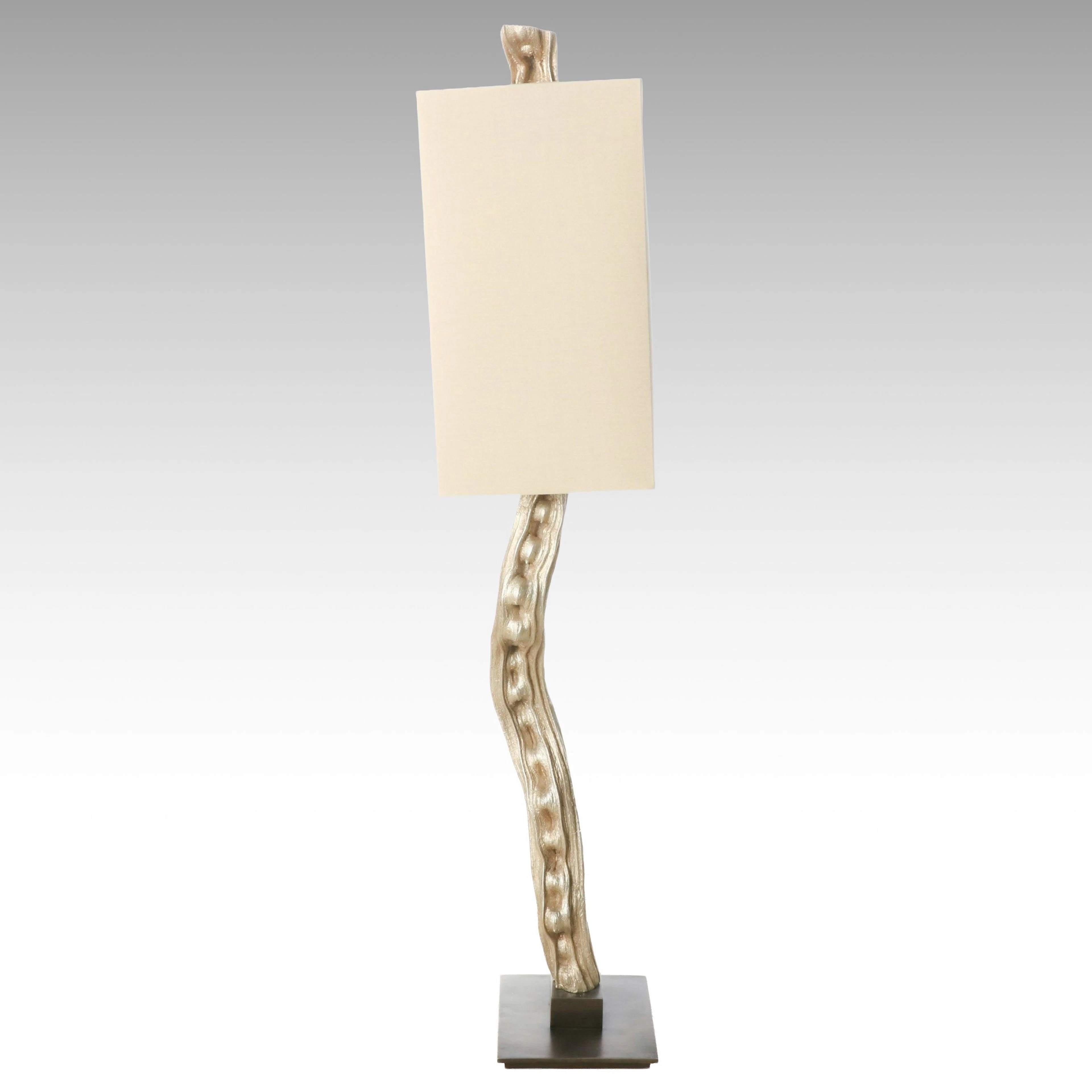Sculptural Wavy Floor Lamp with Square Drum Shade, 2017