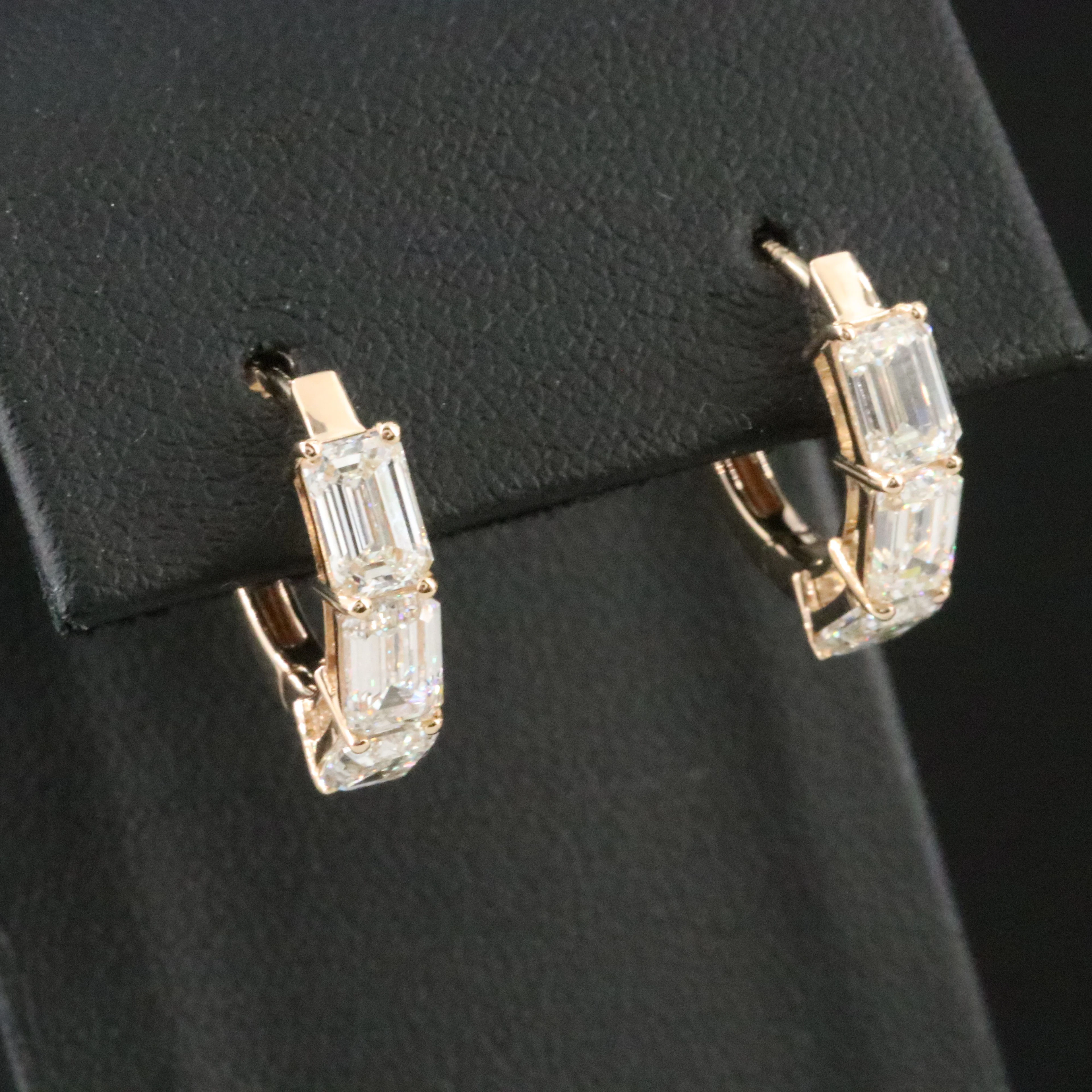 14K 3.11 CTW Diamond Hoop Earrings with GIA Reports