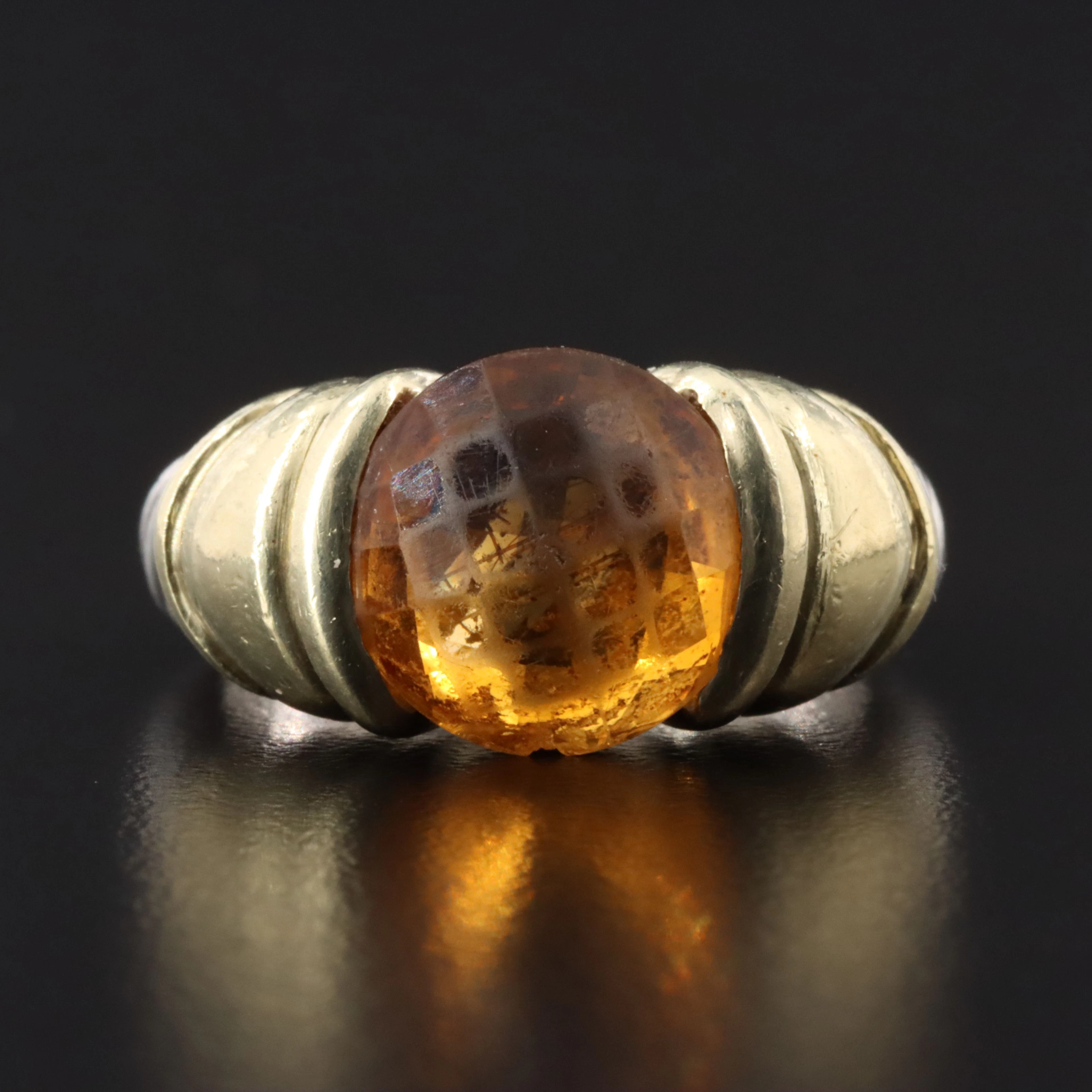David Yurman Capri Sterling Citrine Ring with 14K Accents