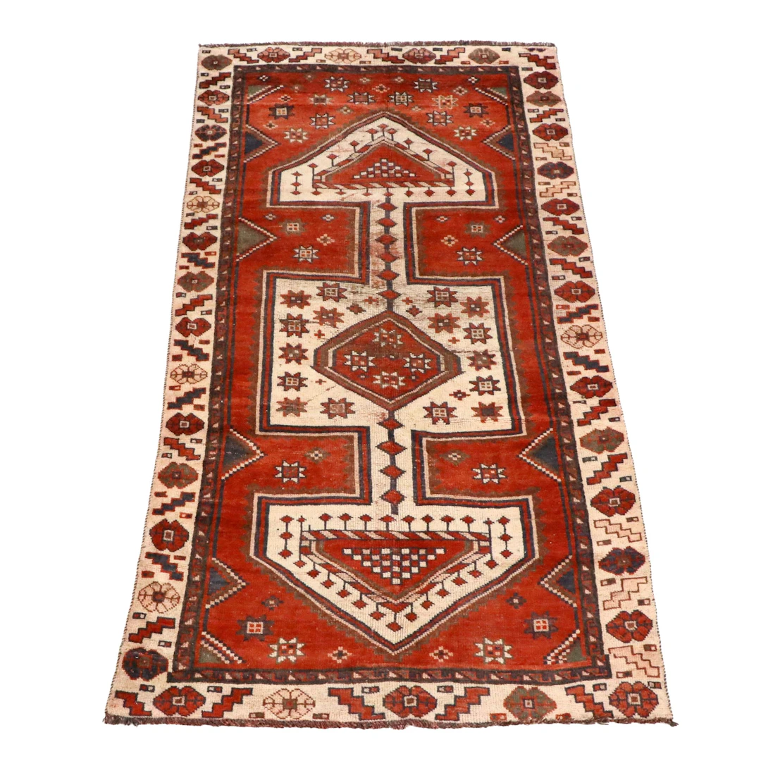 4'5 x 9'2 Hand-Knotted Persian Kurdish Long Rug