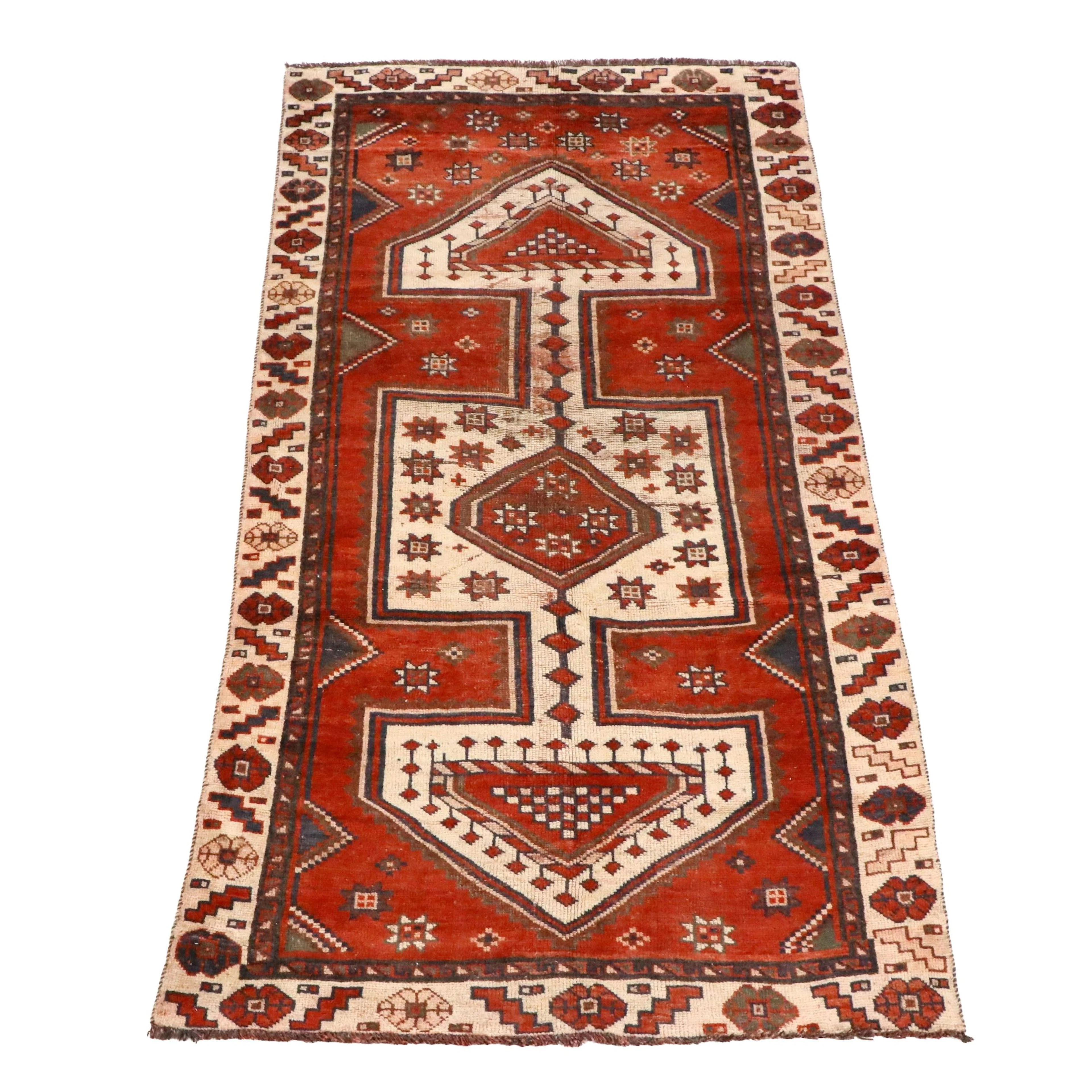 4'5 x 9'2 Hand-Knotted Persian Kurdish Long Rug