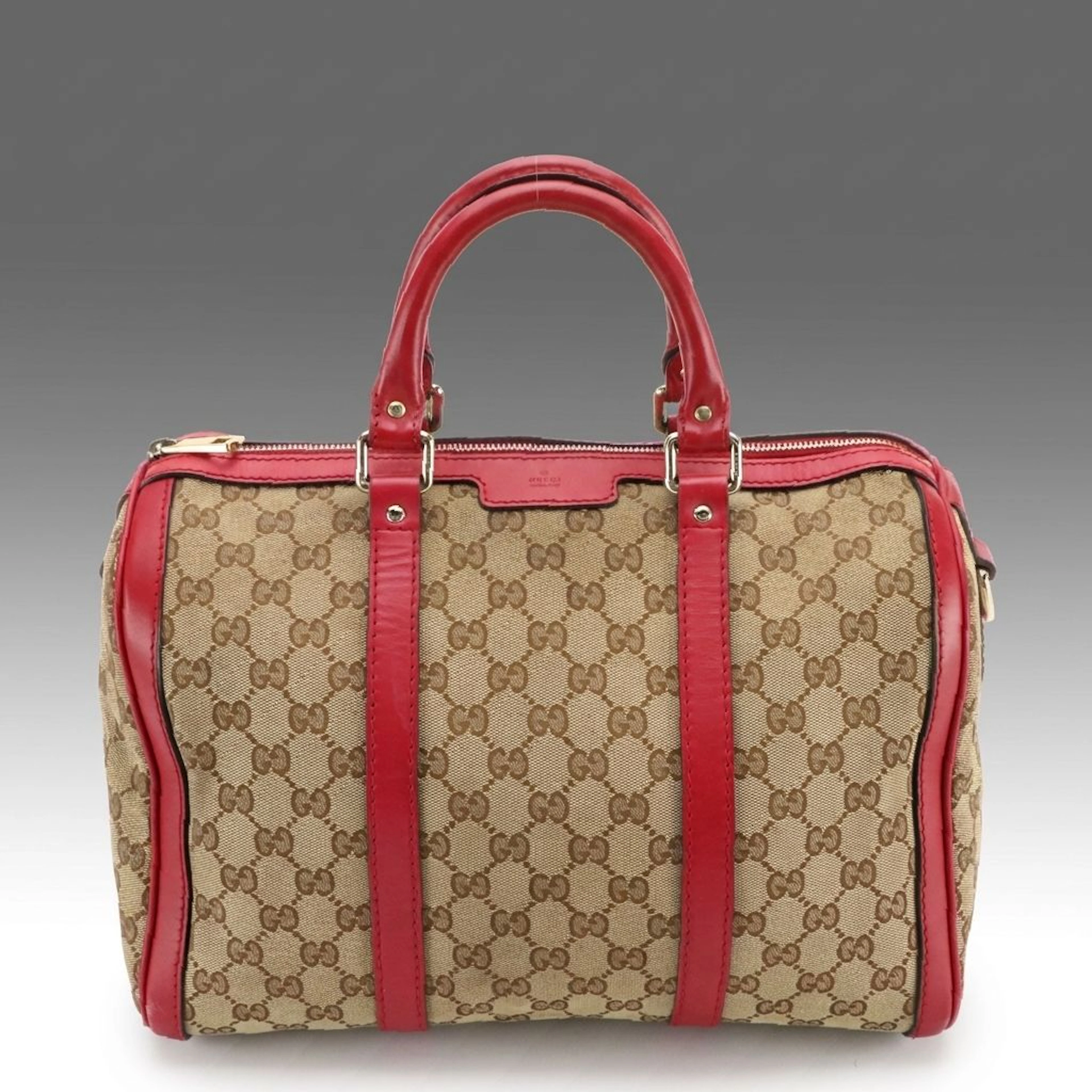Gucci Joy Boston Bag in Brown GG Canvas and Leather Trim