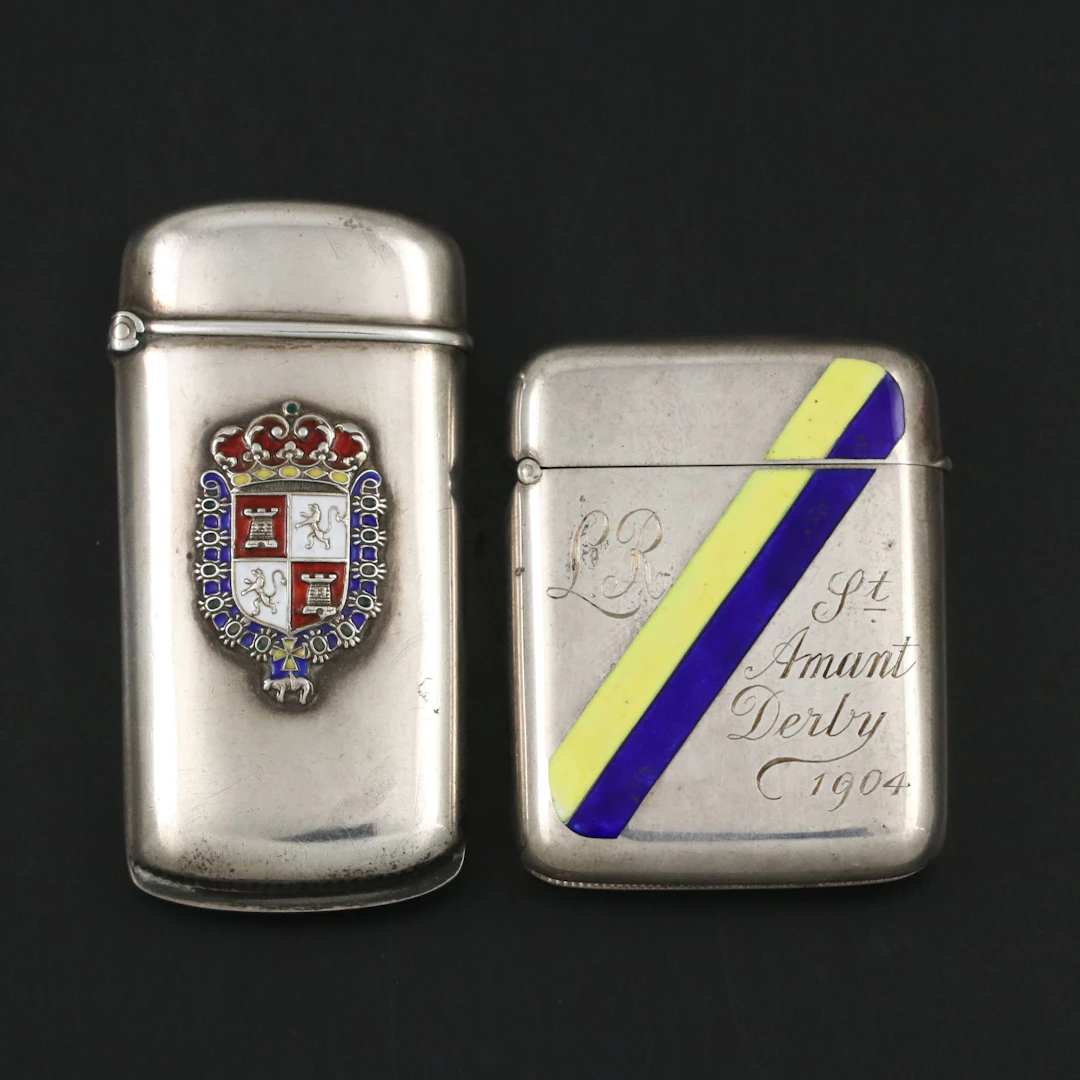 English and American Sterling Silver Match Safes, Vintage