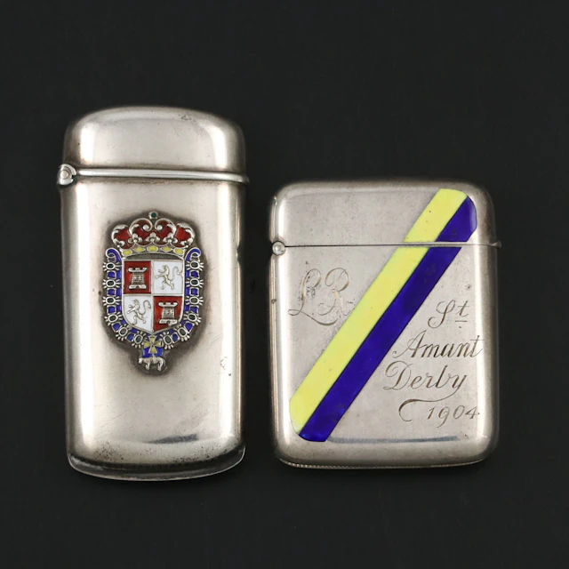 English and American Sterling Silver Match Safes, Vintage