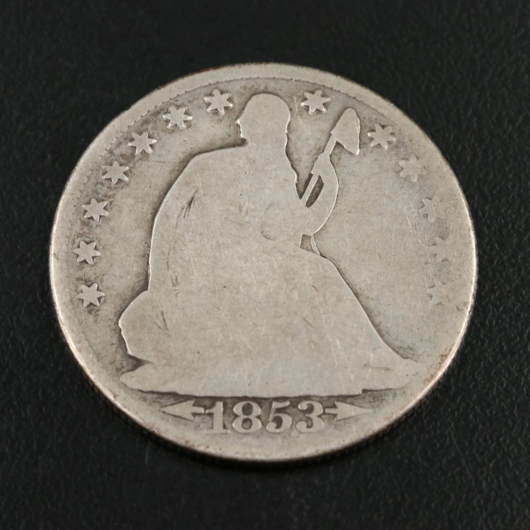 1853-O Arrows and Rays Seated Liberty Half Dollar