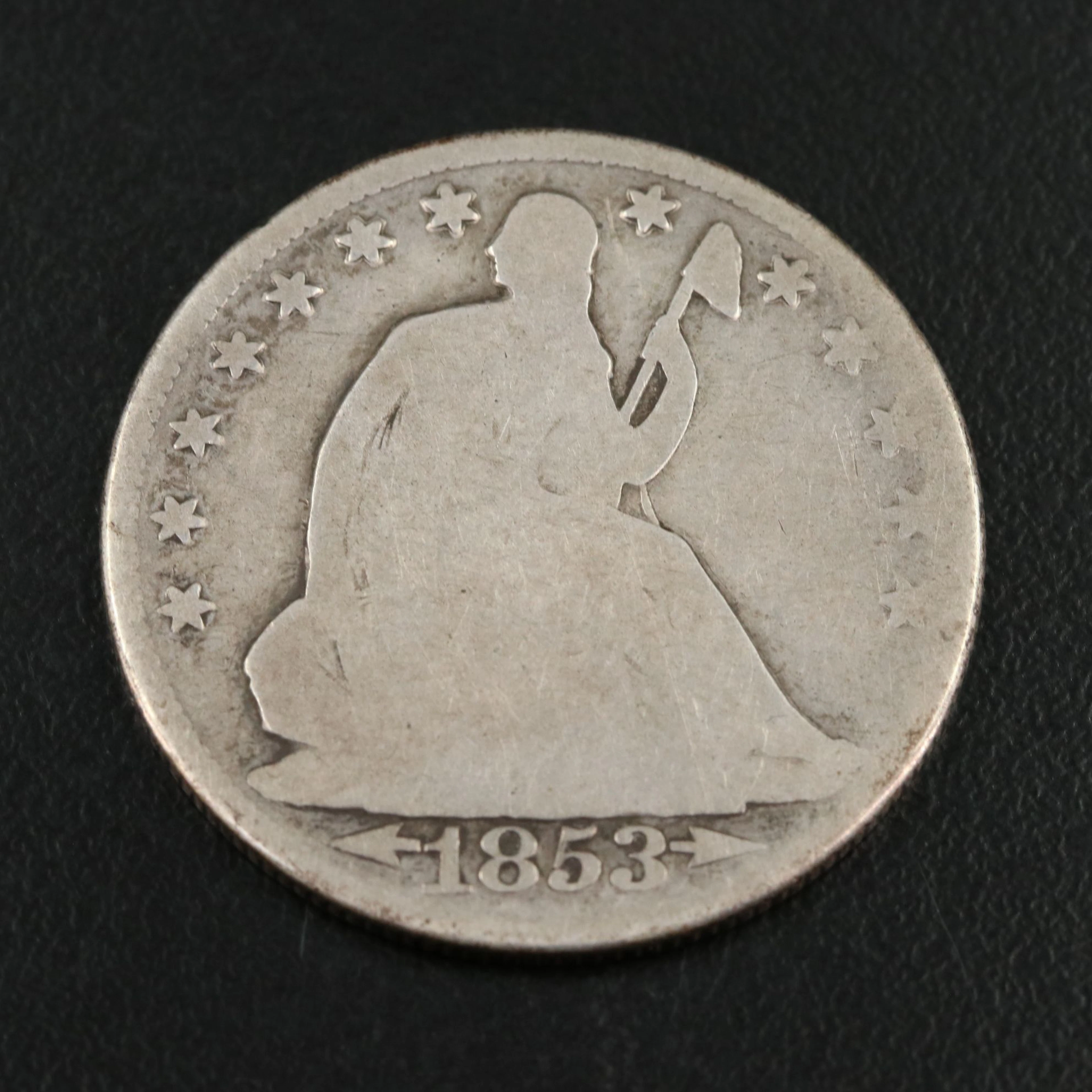 1853-O Arrows and Rays Seated Liberty Half Dollar