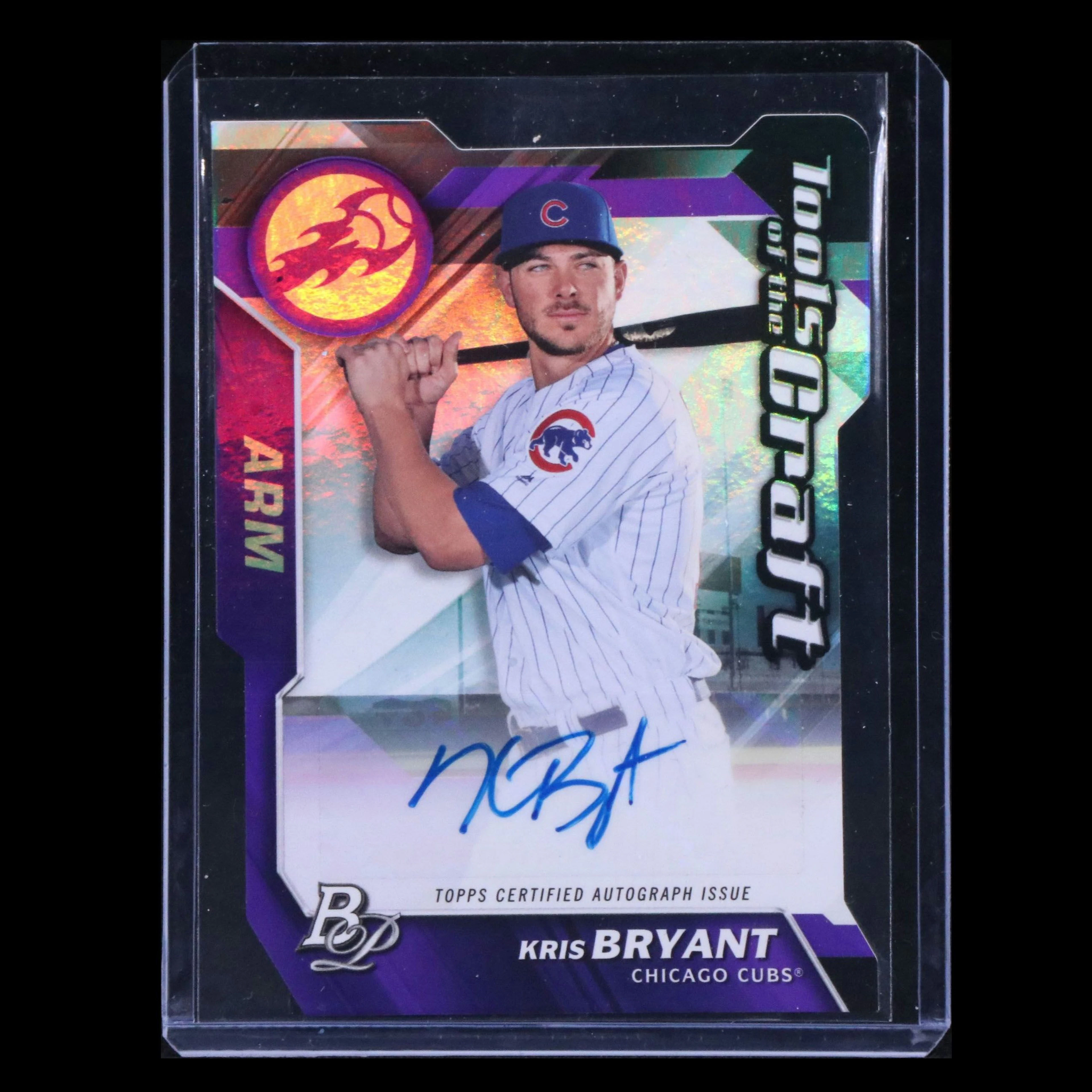 2017 Bowman Platinum Kris Bryant Signed Chicago Cubs Baseball Card No. 4/7