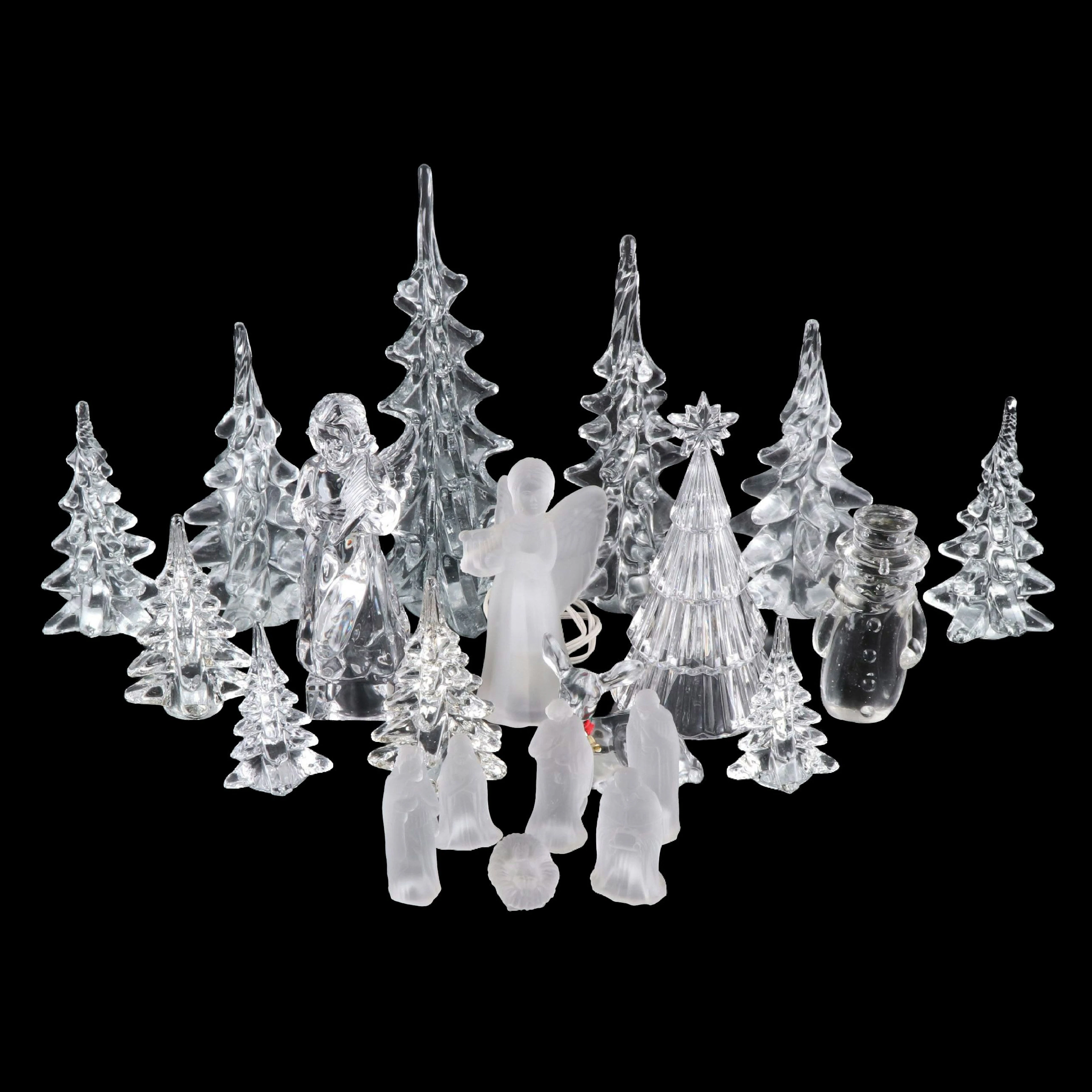 Mikasa Crystal Figurines with More Christmas Décor, Late 20th/Early 21st C.