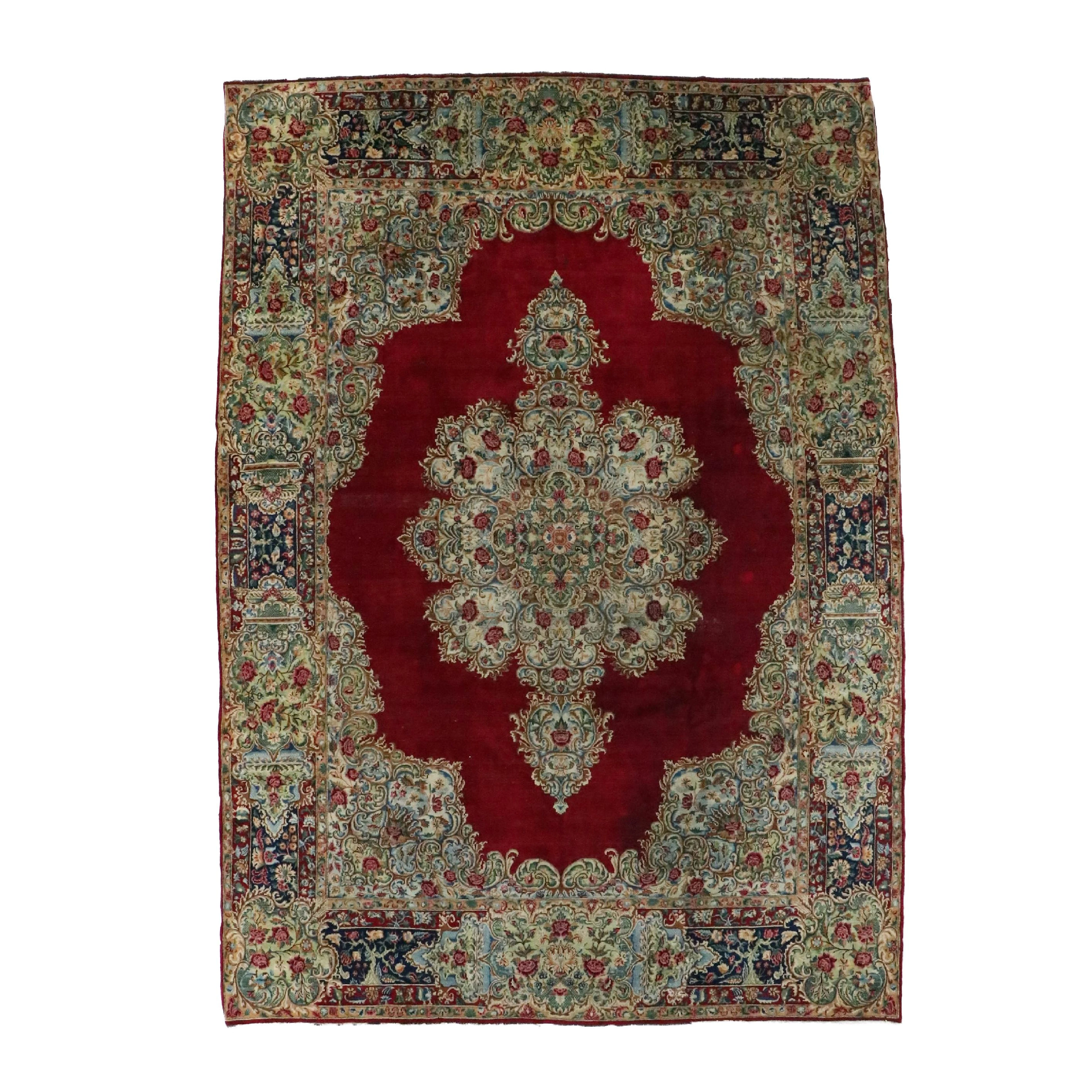 9'7 x 13'8 Hand-Knotted Persian Kerman Room-Sized Rug