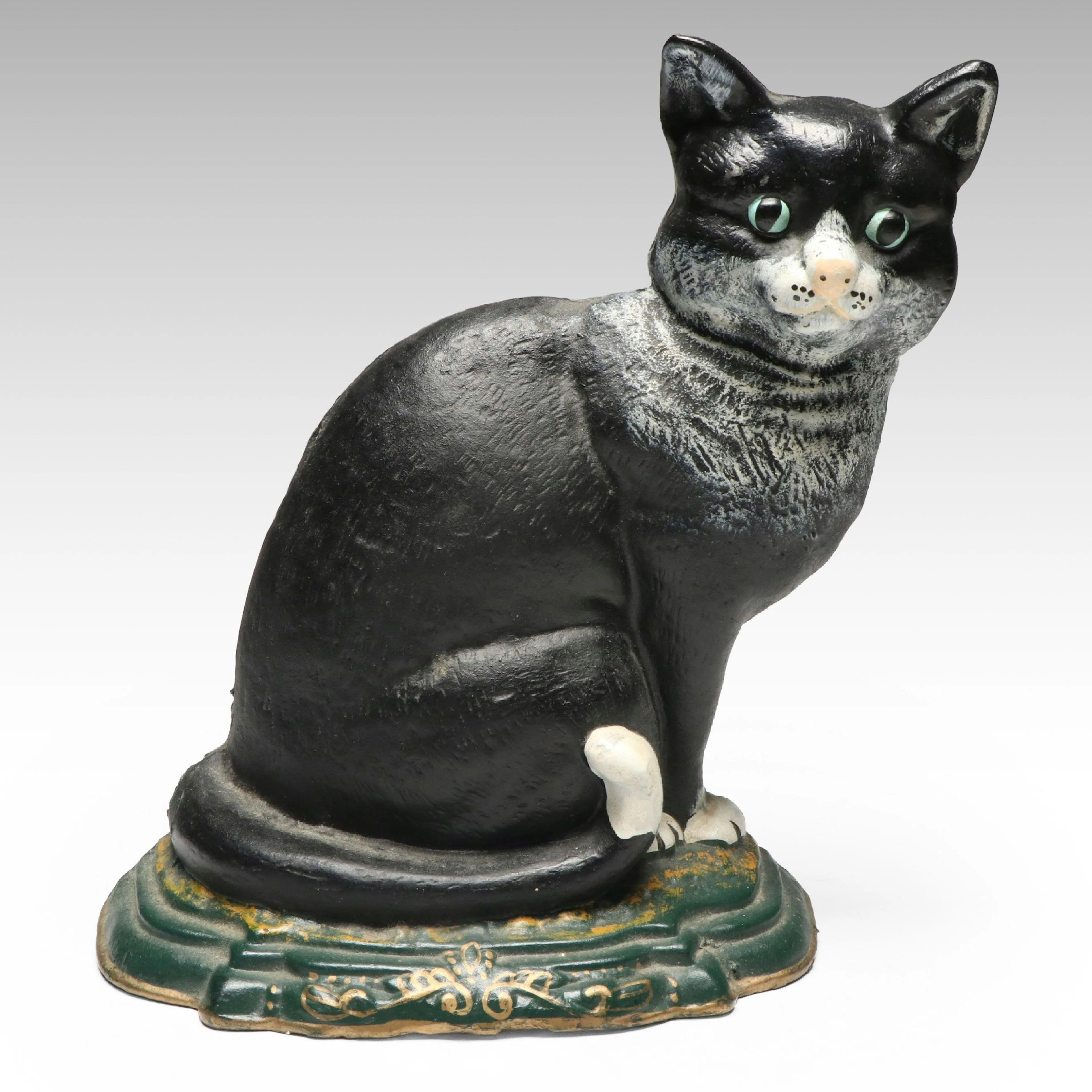 Cold-Painted Cast Iron Cat Doorstop