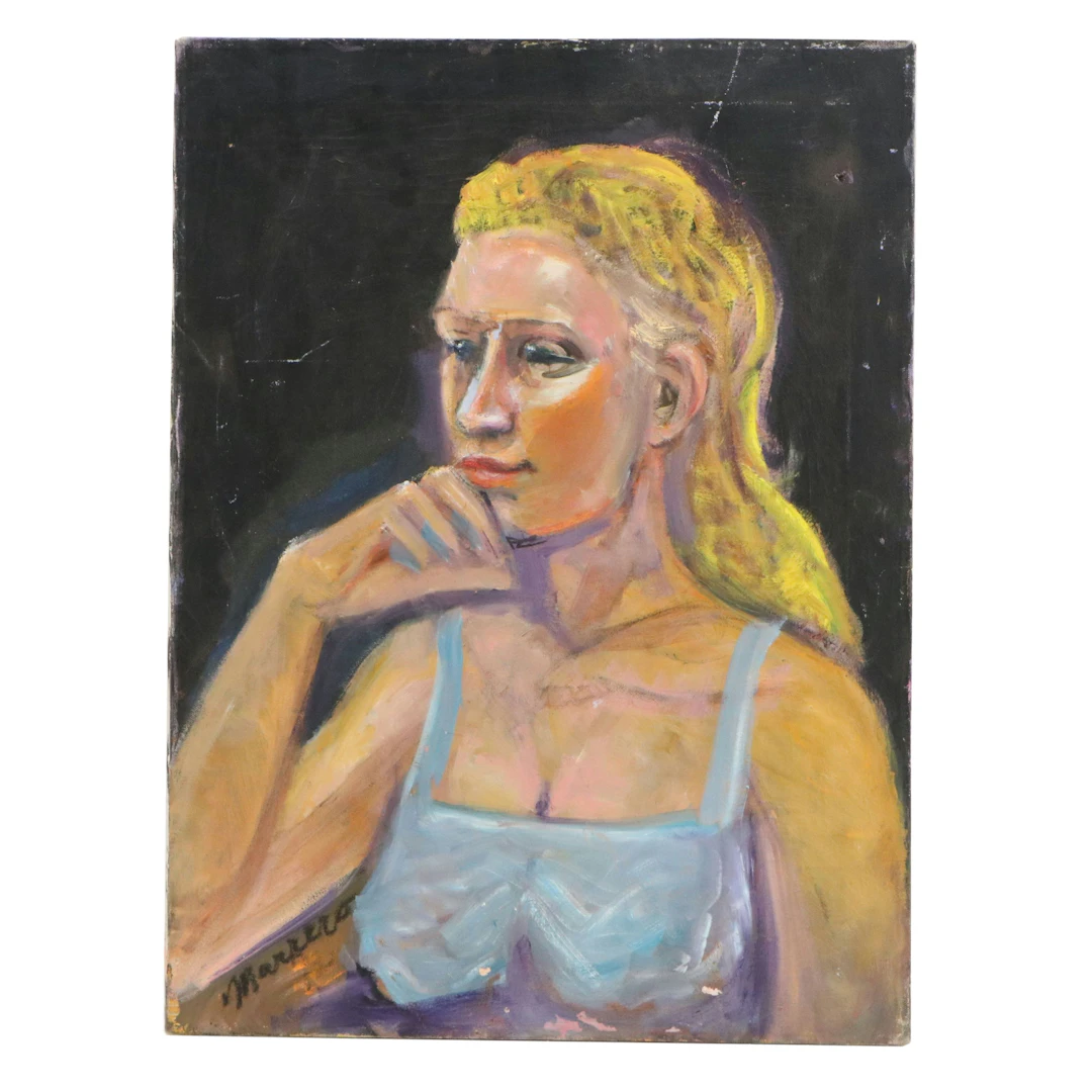 Edith Susarret Marrero Portrait Oil Painting, Late 20th Century