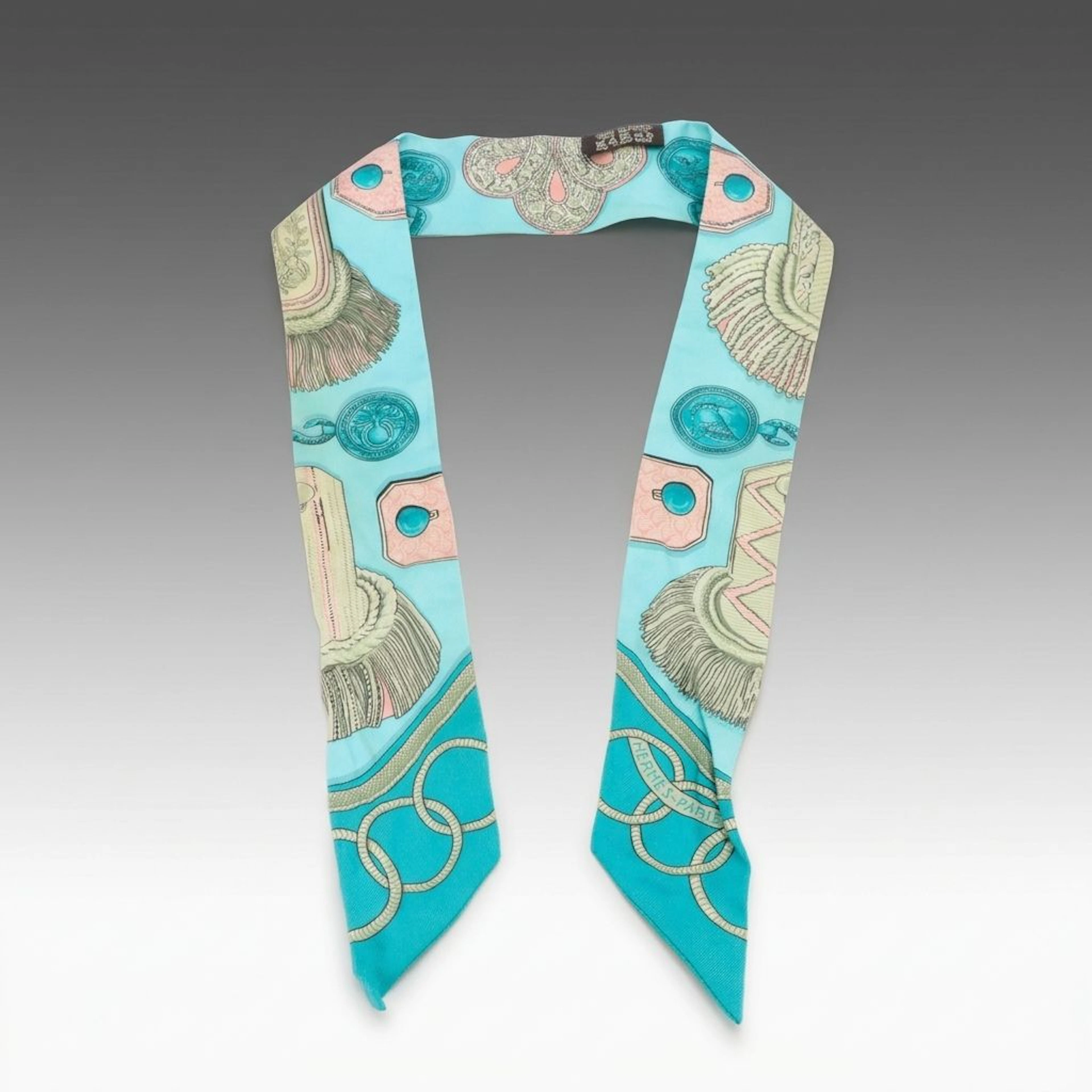 Hermès "Epaulettes" Silk Twilly Scarf with Box