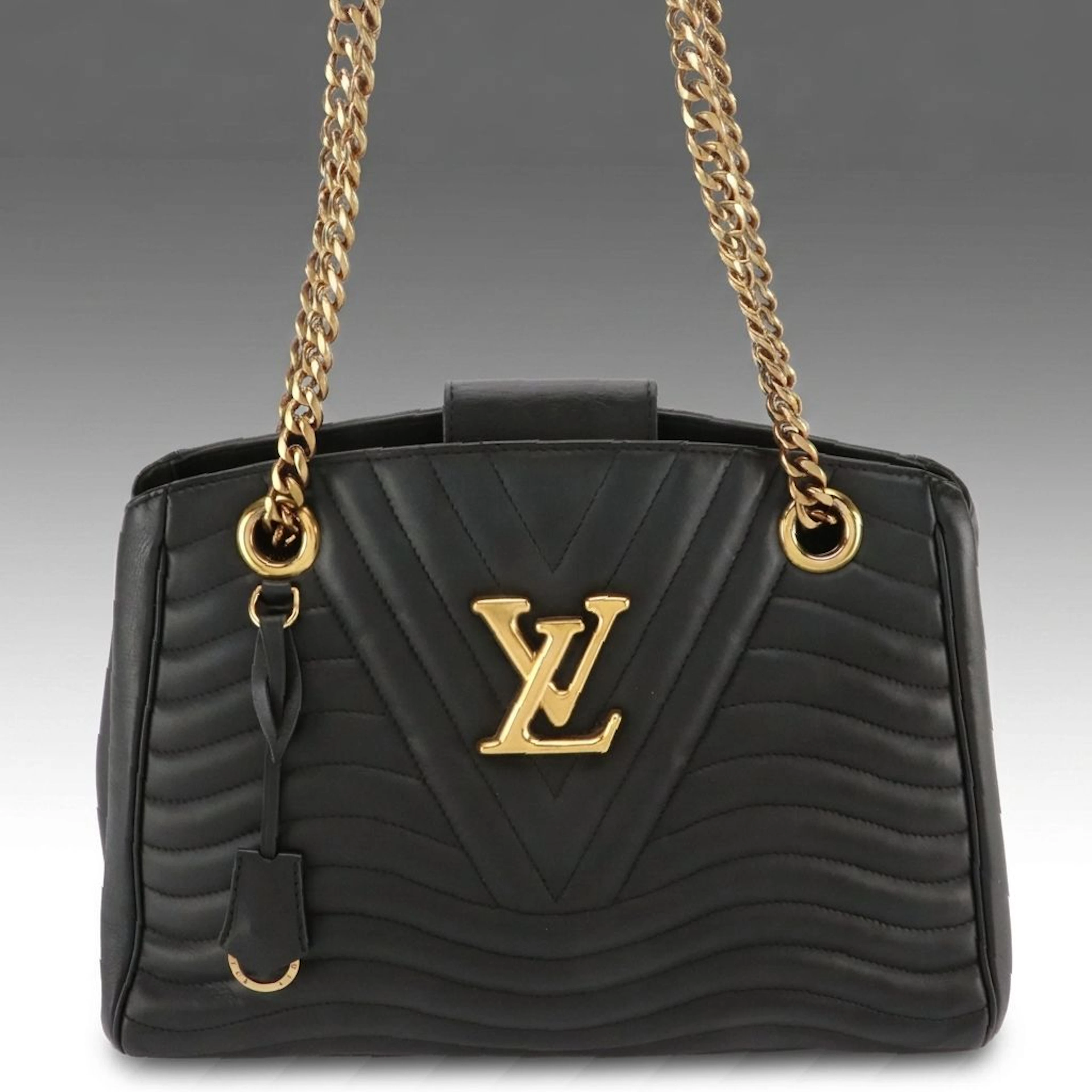 Louis Vuitton New Wave Chain Tote Bag in Black Quilted Calfskin Leather