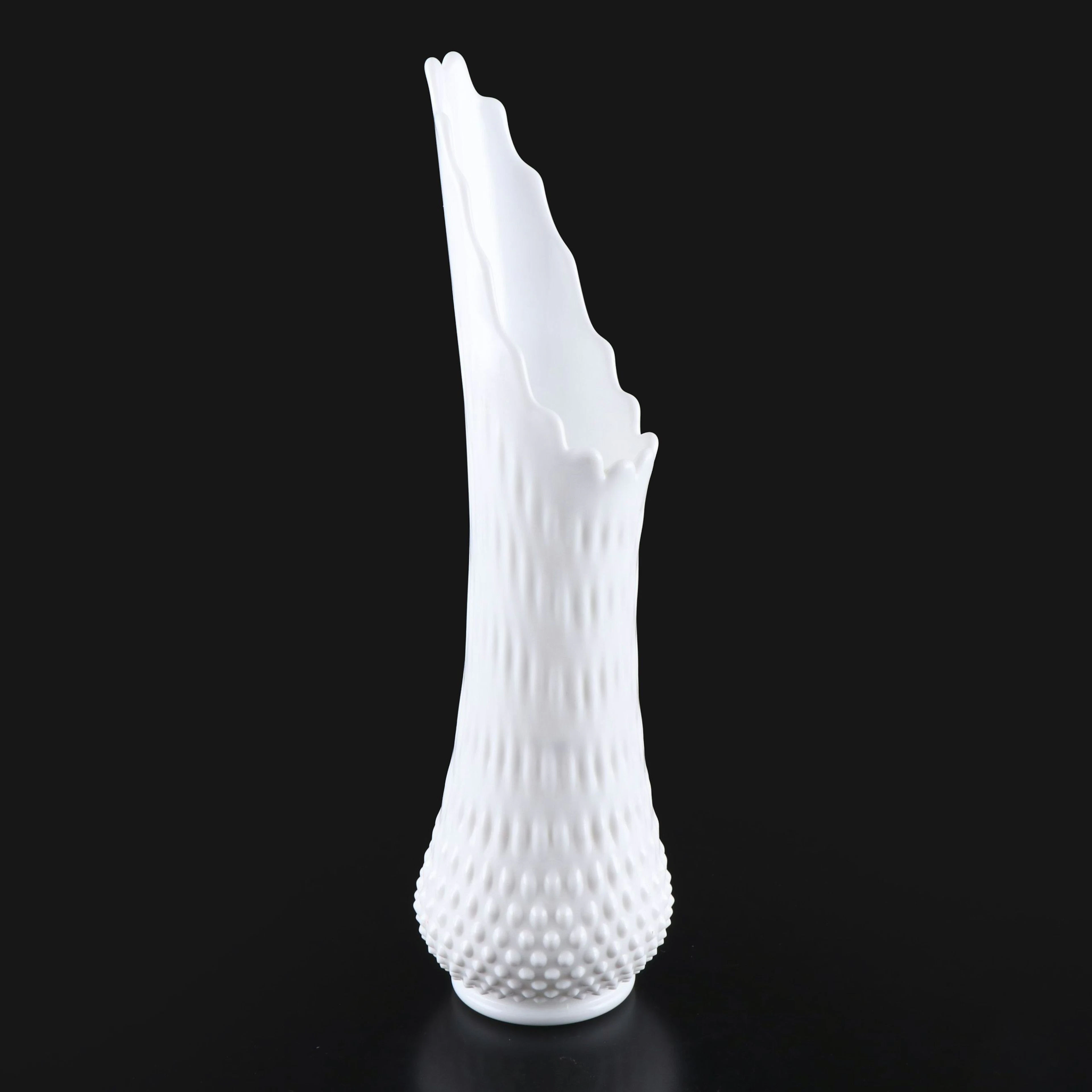 Fenton "Hobnail" Milk Glass Swung Vase, Vintage