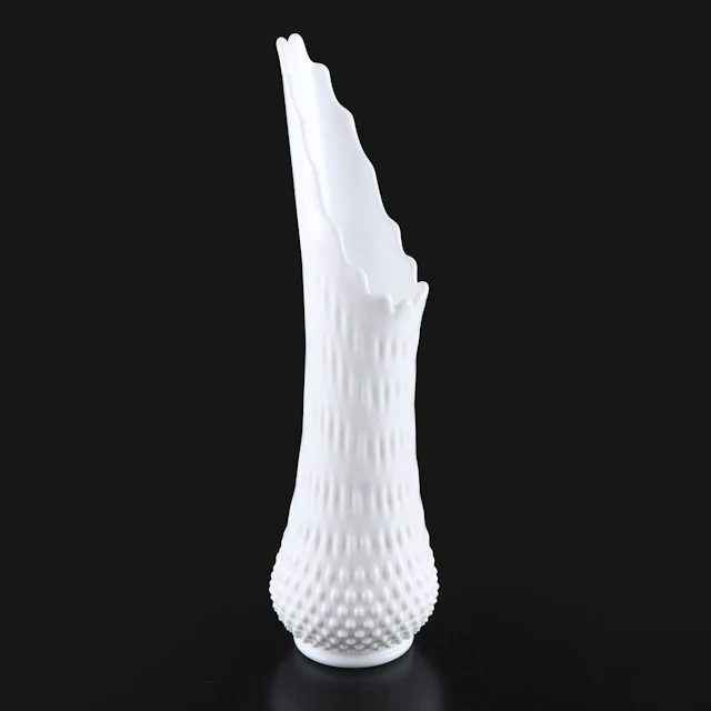 Fenton "Hobnail" Milk Glass Swung Vase, Vintage