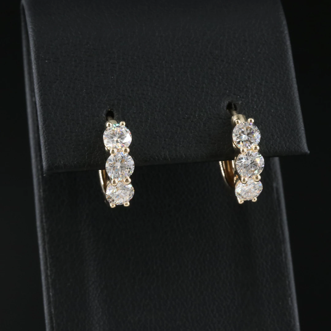 14K 2.00 CTW Lab Grown Diamond Hoop Earrings with IGI Report