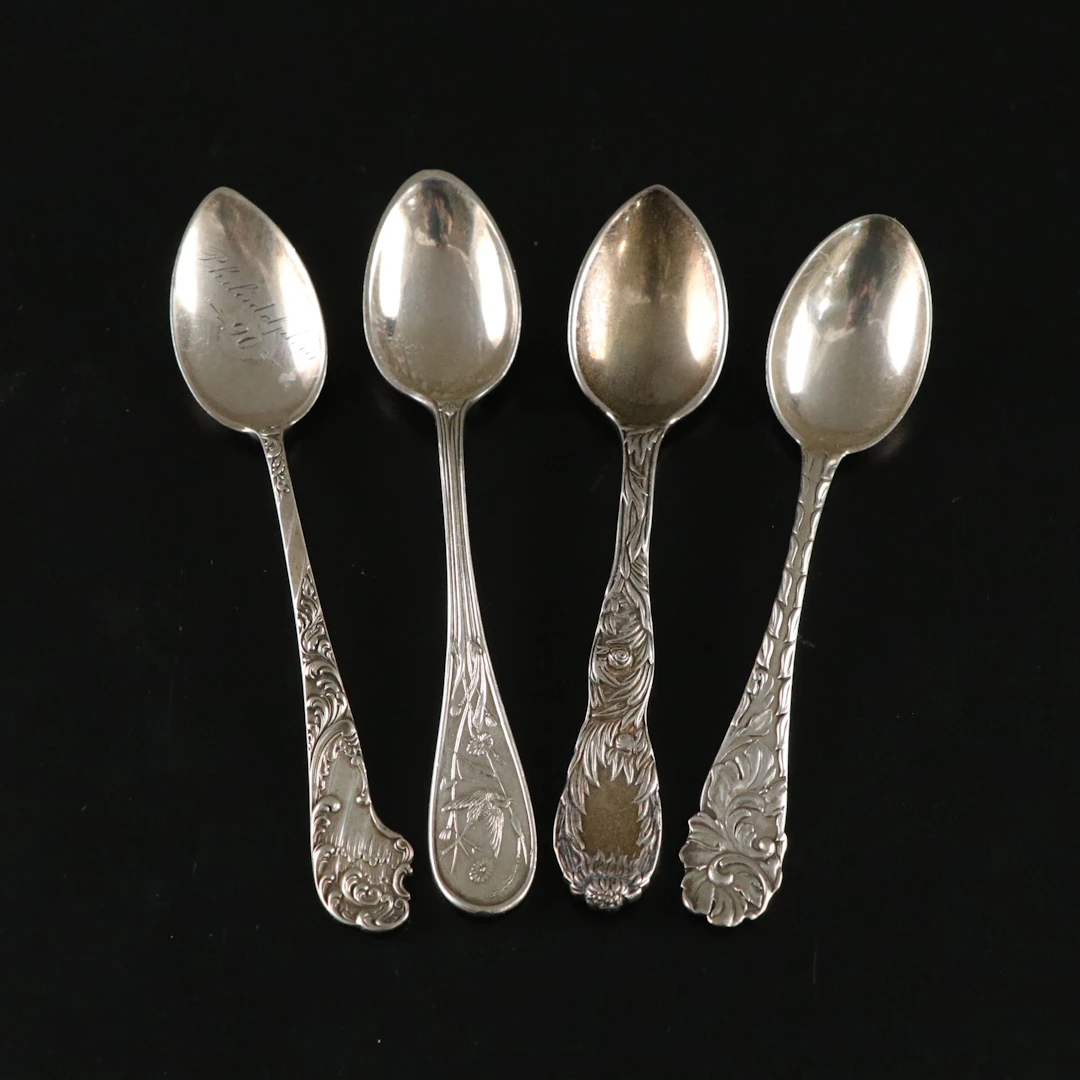 Four Sterling Silver Demitasse Spoons with Tiffany & Co. and More