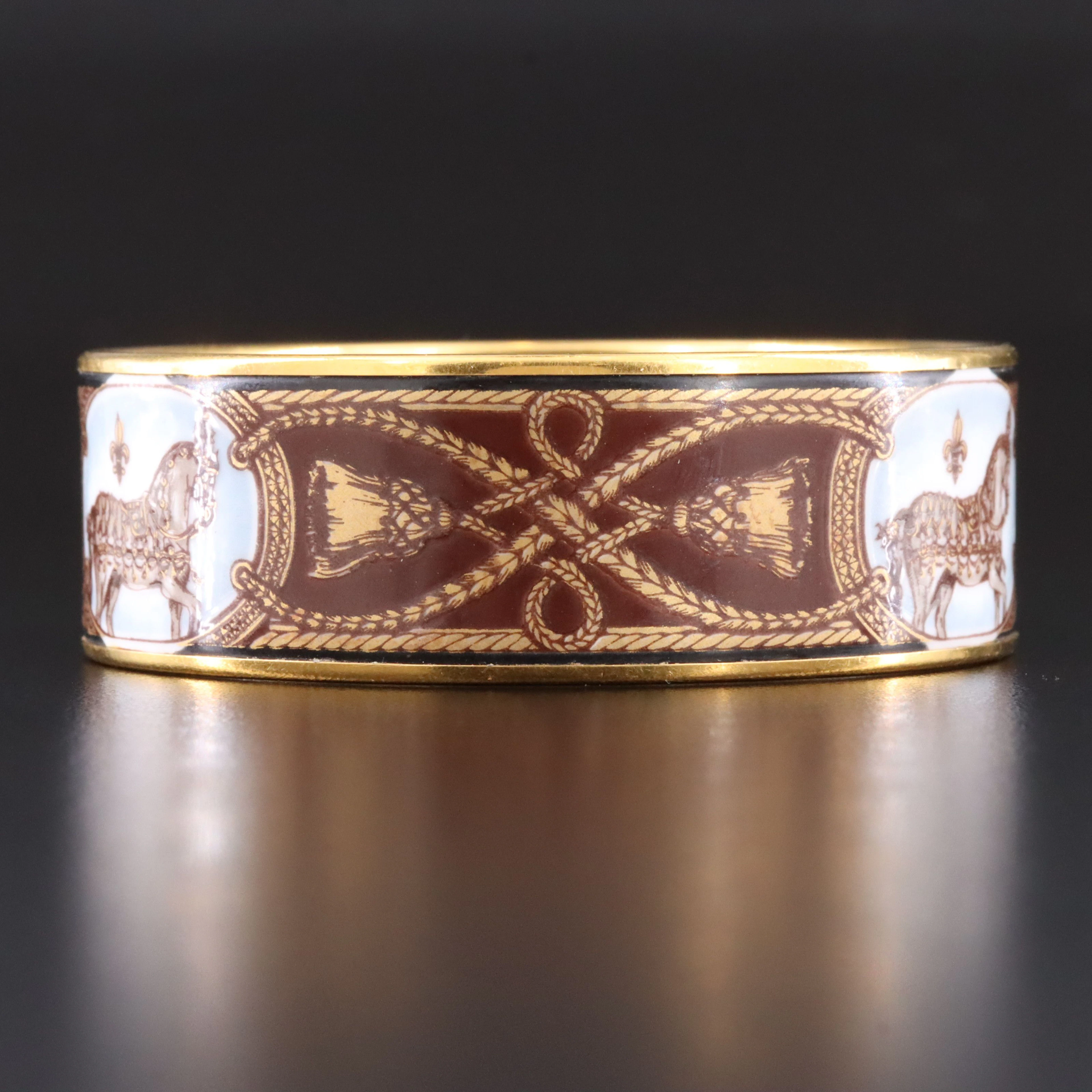 Hermès Grand Apparat Wide Brown Enamel Bangle