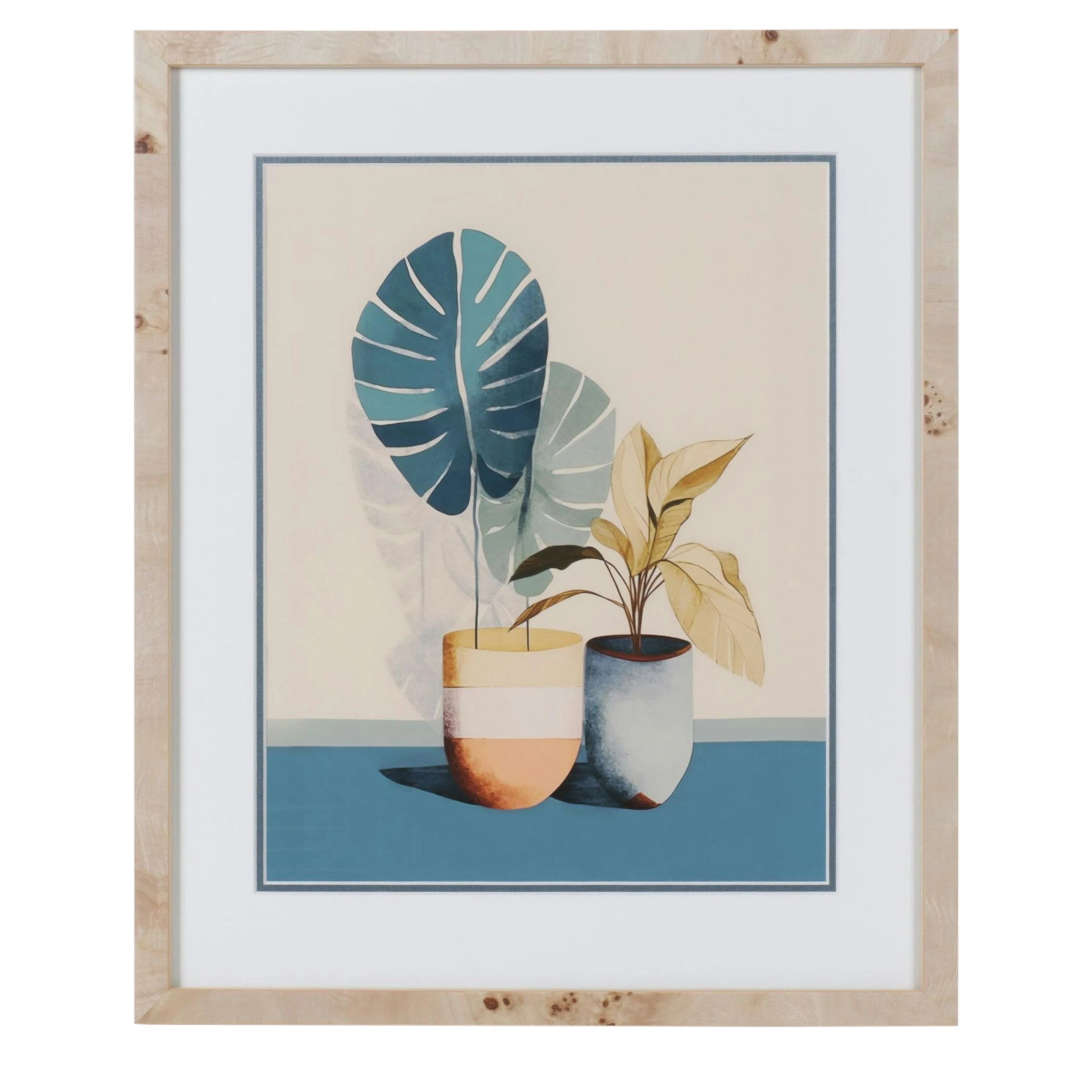 Geometric Botanical Still Life Digital Print "Boho Potted Plants I"