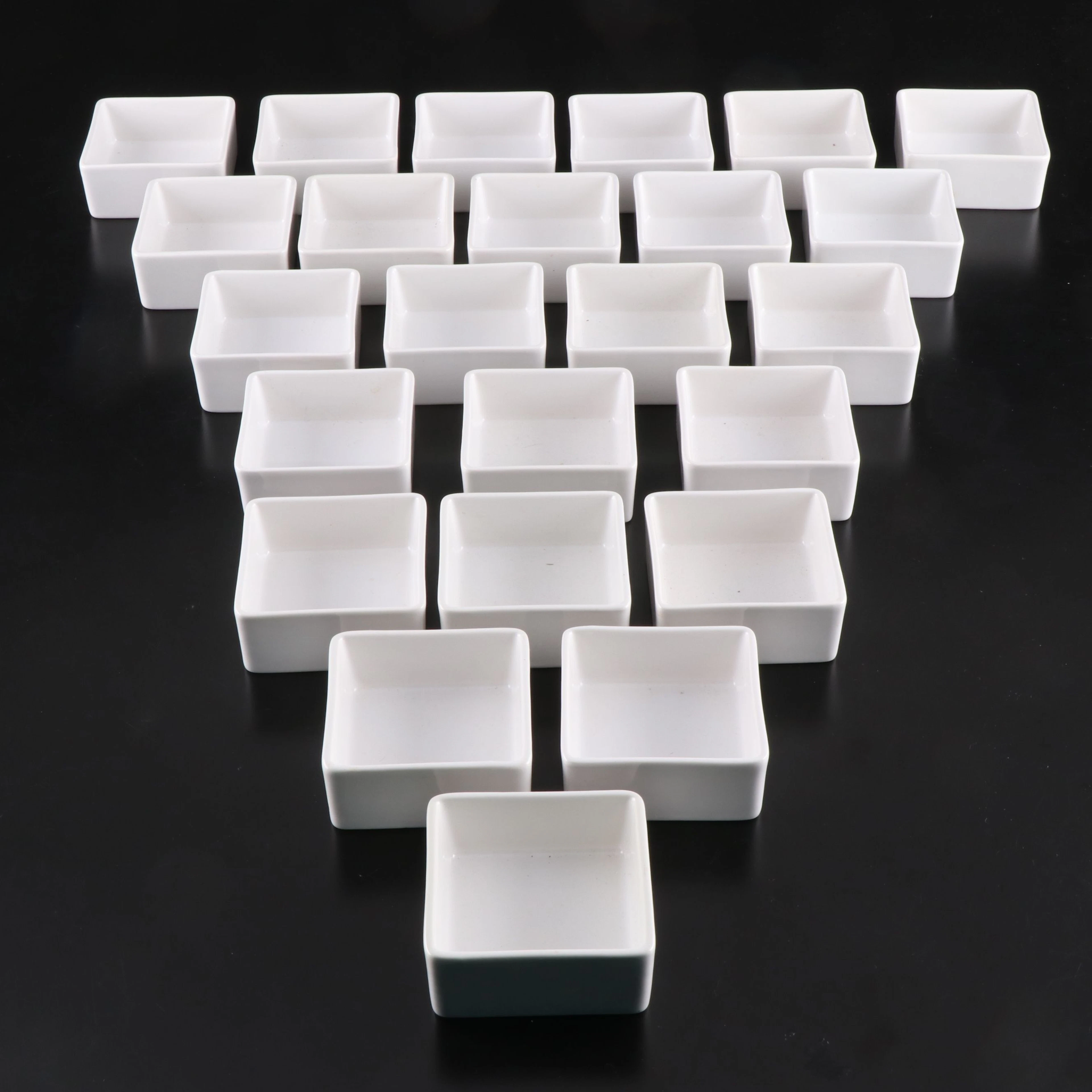 CB2 Contemporary Square Ceramic Condiment Dishes, 21st Century