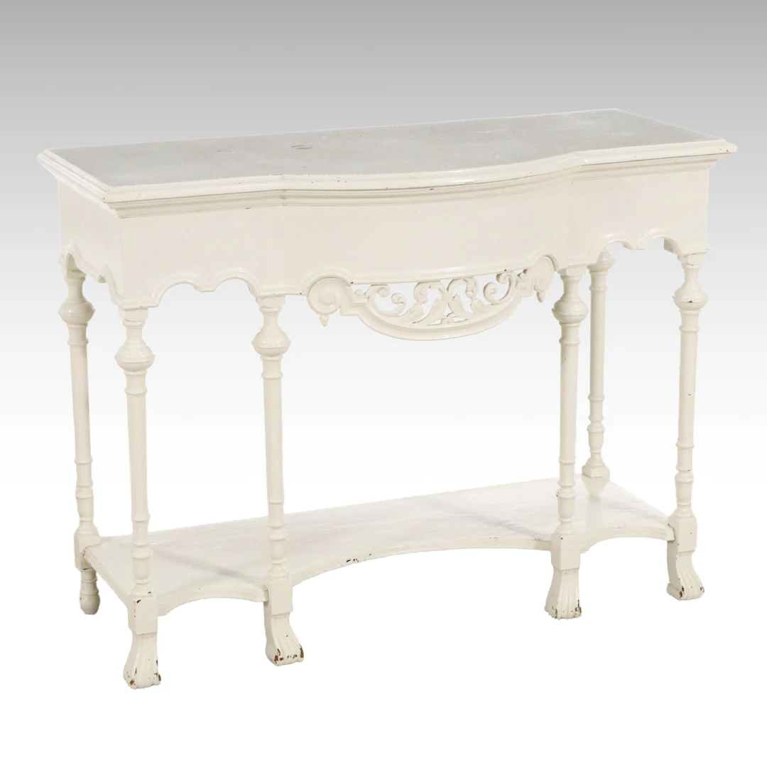 Louis XV Style White-Painted Console Table, Mid to Late 20th Century