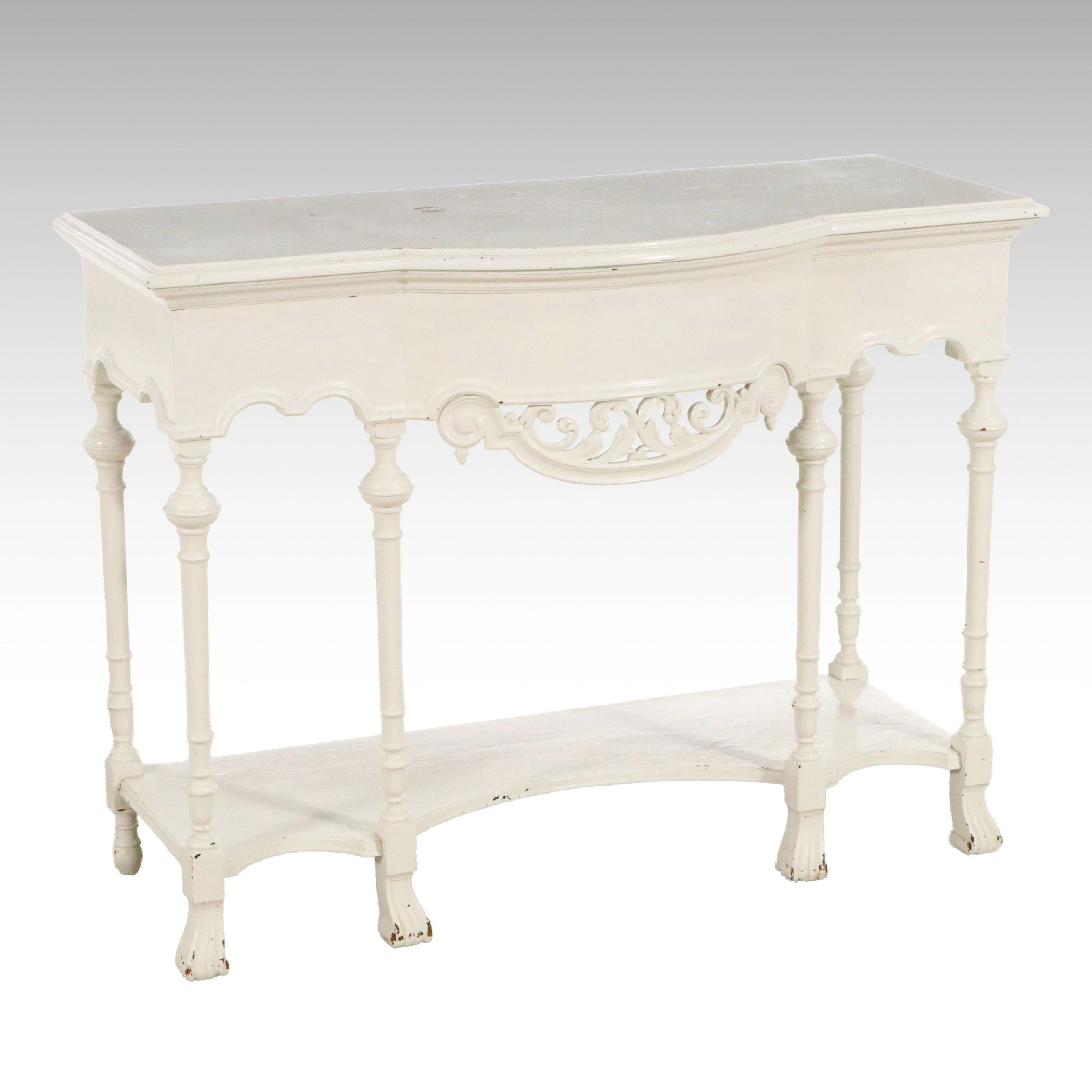 Louis XV Style White-Painted Console Table, Mid to Late 20th Century