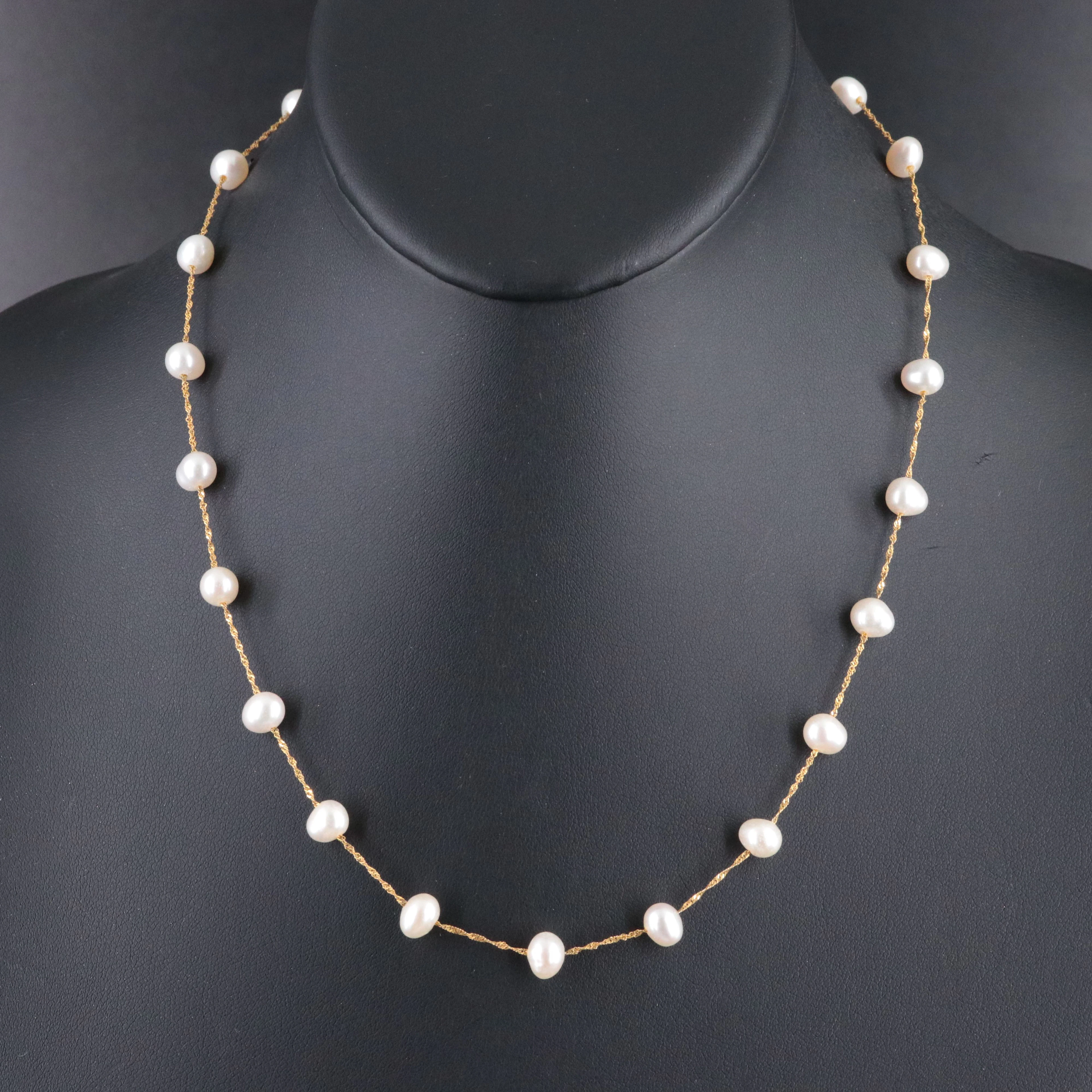 Effy 14K Pearl Station Necklace