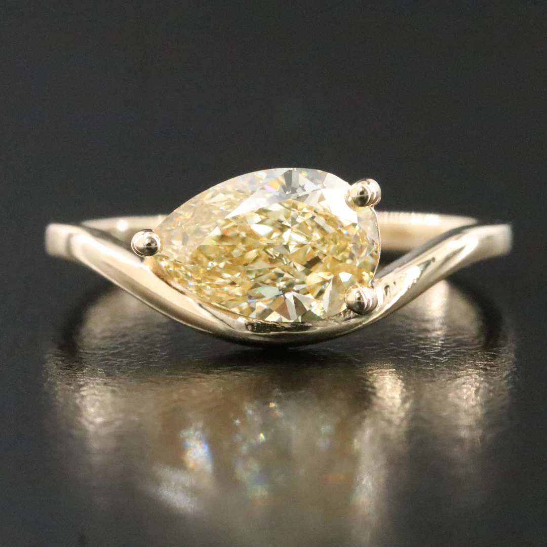14K 1.59 CT Fancy Intense Yellow Lab Grown Diamond Solitaire Ring w/ IGI Report
