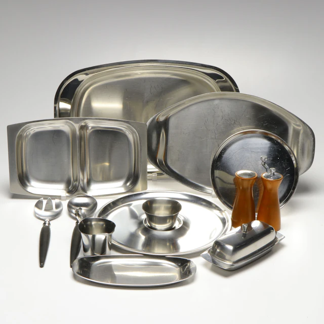 WMF with Other Mid Century Modern Style Serving Pieces, Mid to Late