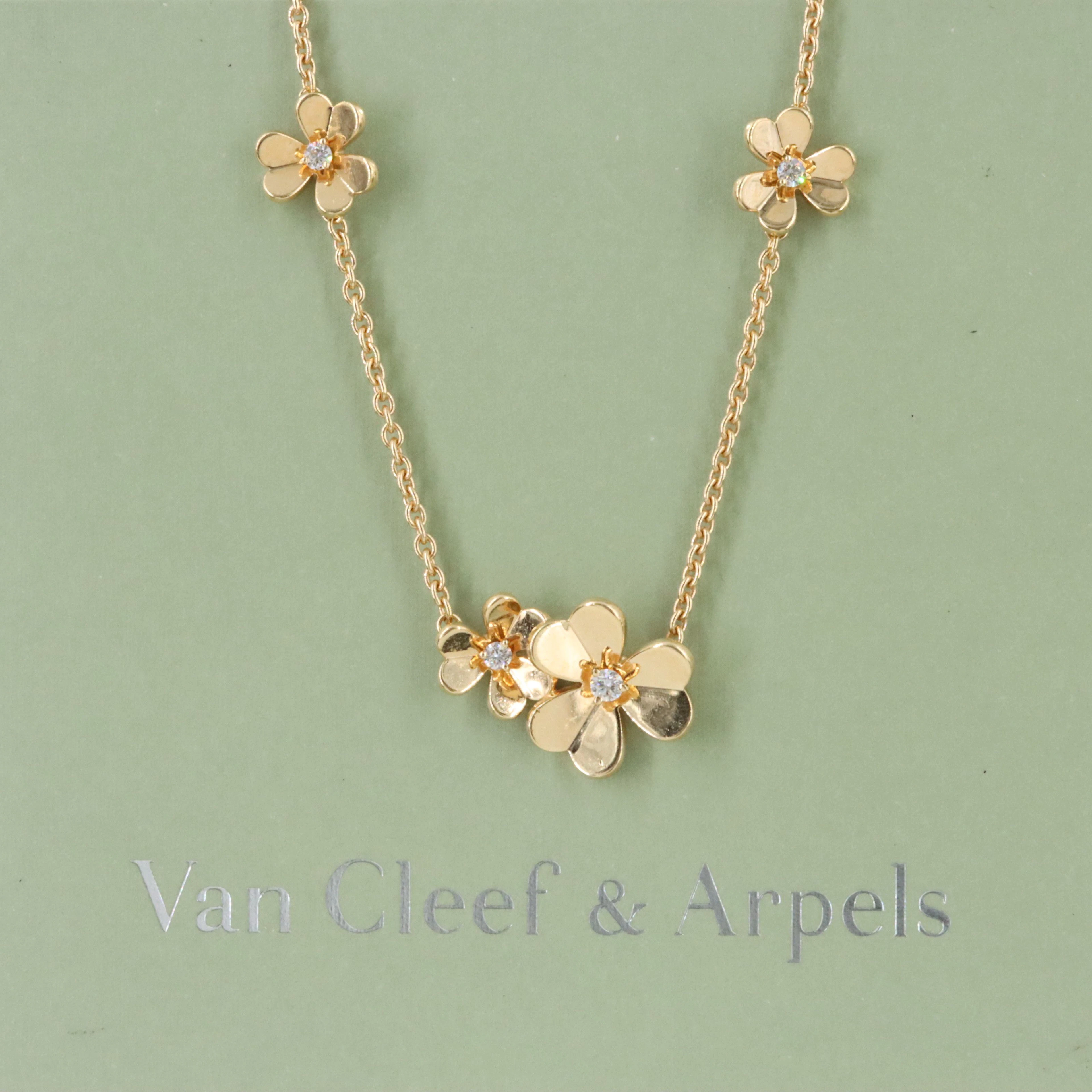 Van Cleef & Arpels Frivole 18K 0.61 CTW Diamond Flower Necklace with COA