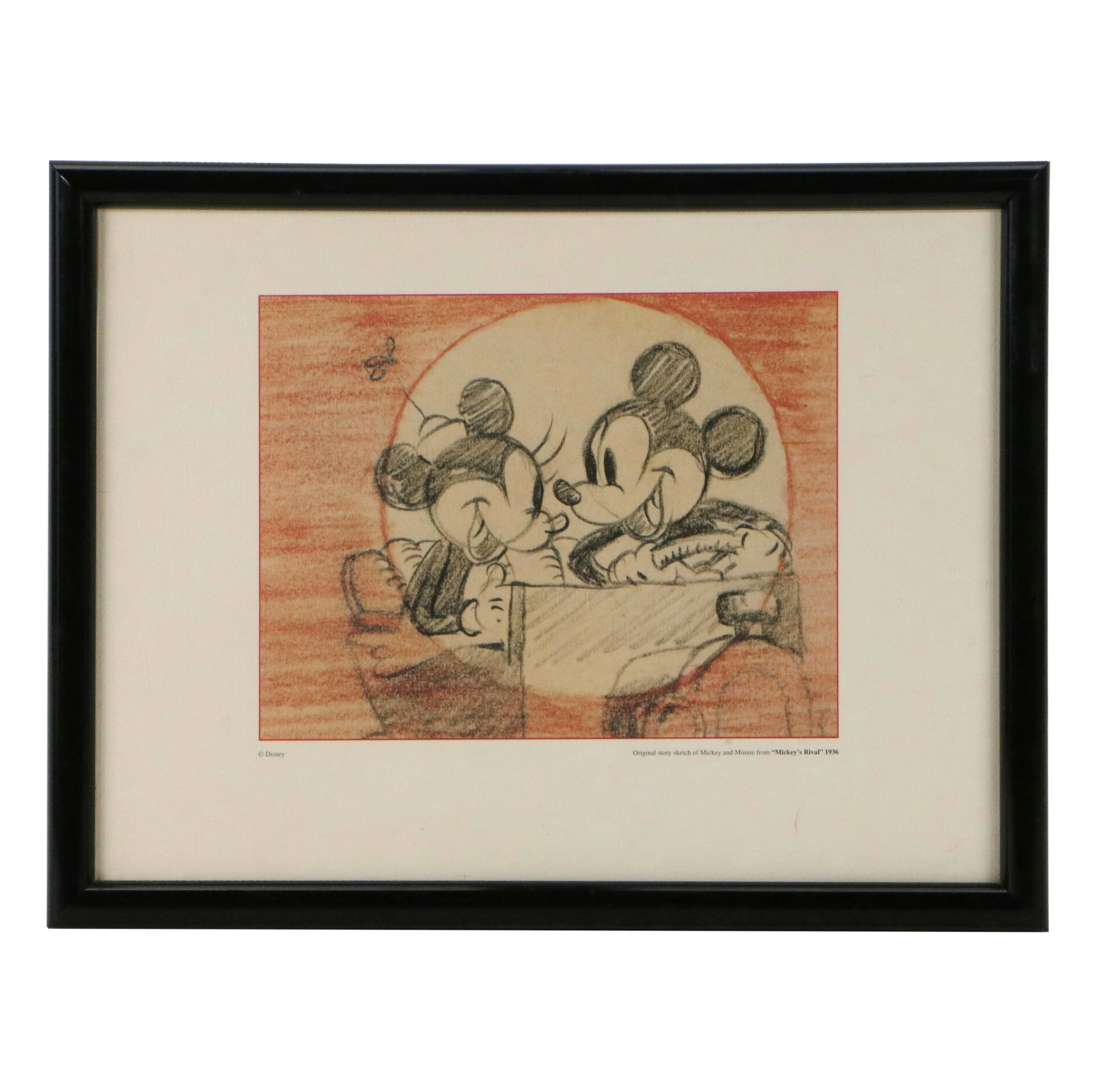 Disney Story Sketch Offset Lithograph from "Mickey's Rival," 21st Century