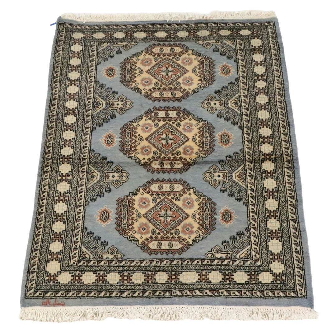 4'2 x 6'3 Hand-Knotted Signed Afghan Kazak Area Rug