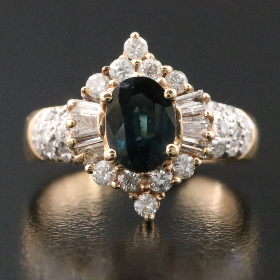14K Sapphire and Diamond Ring