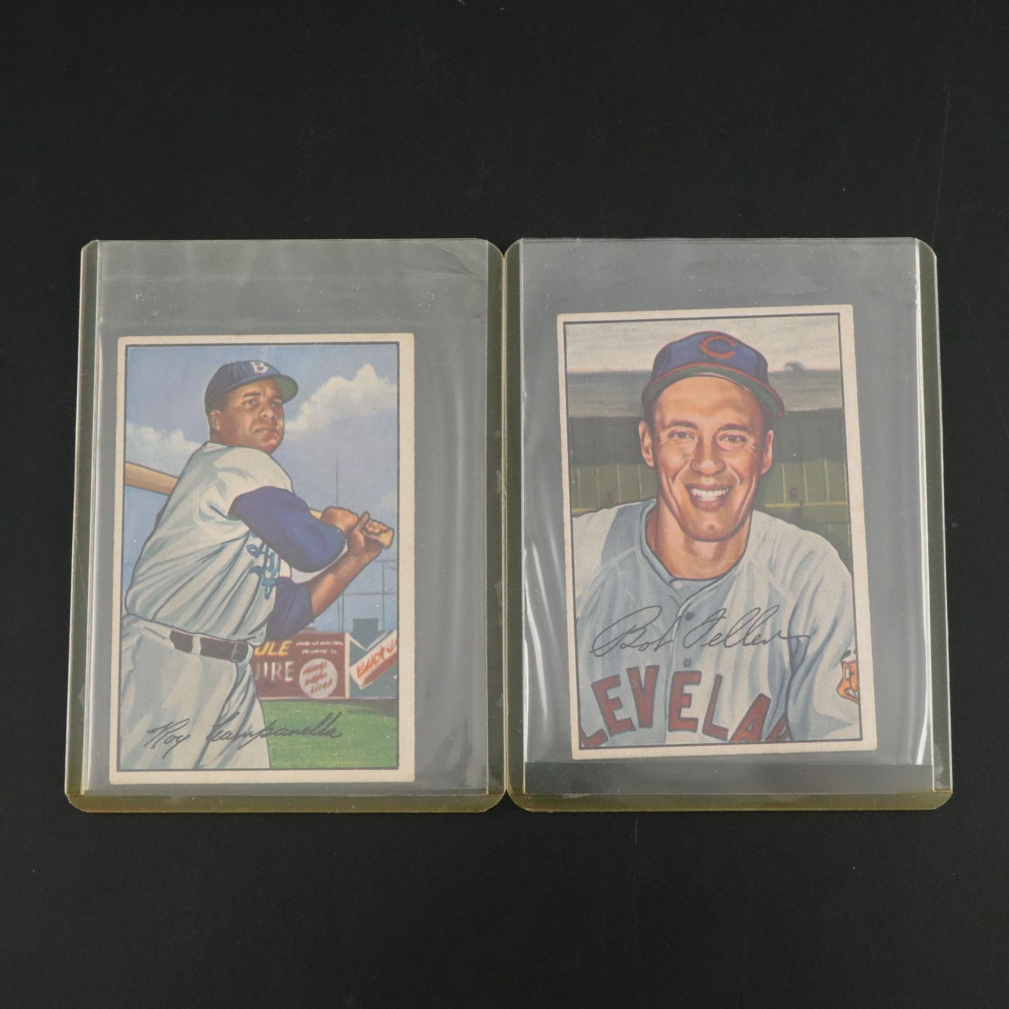 Bob Feller and Roy Campanella Bowman Trading Cards, 1952