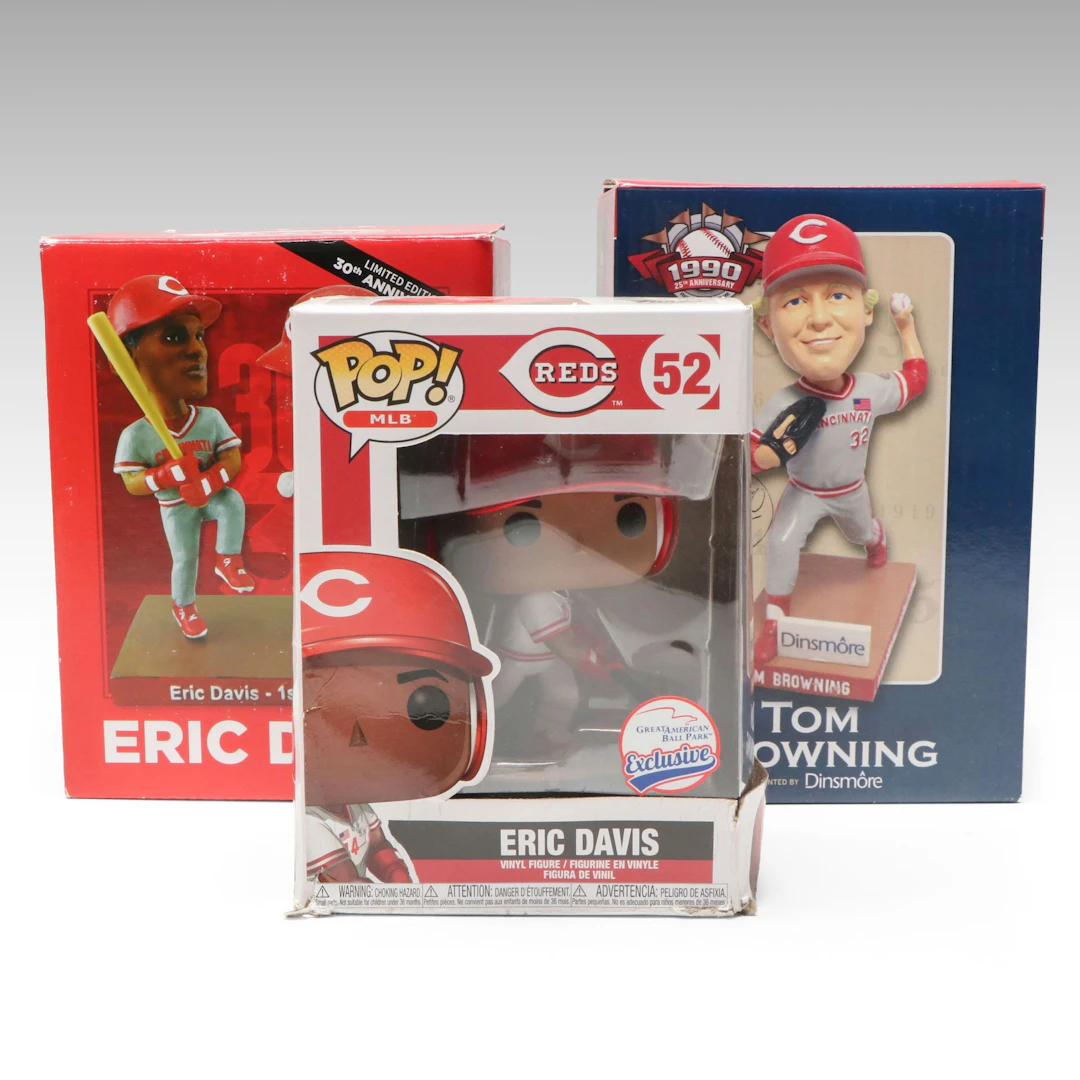 Eric Davis and Tom Browning Signed Bobbleheads and Funko