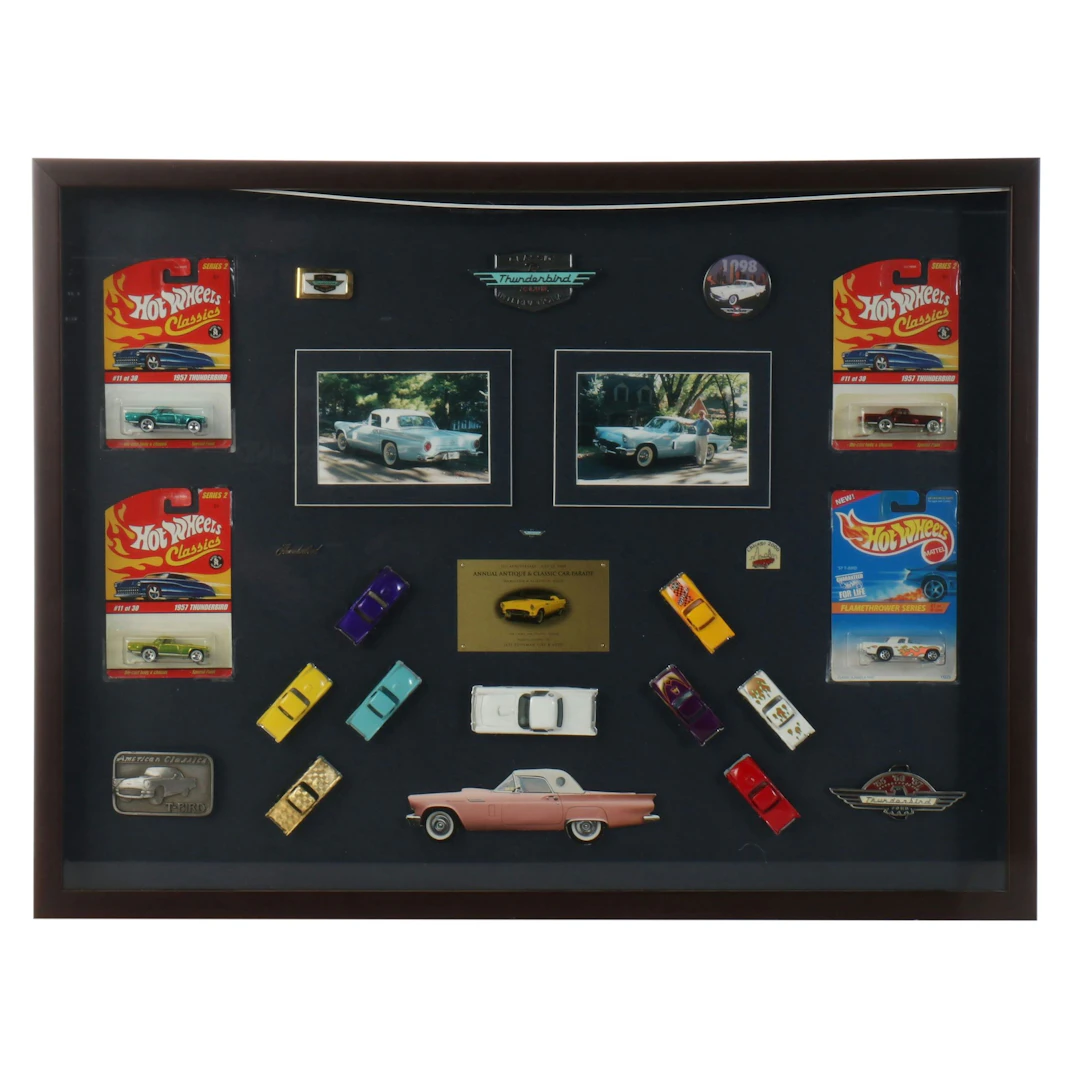 Antique and Classic Car Parade Display Featuring Hot Wheels, Pins and More
